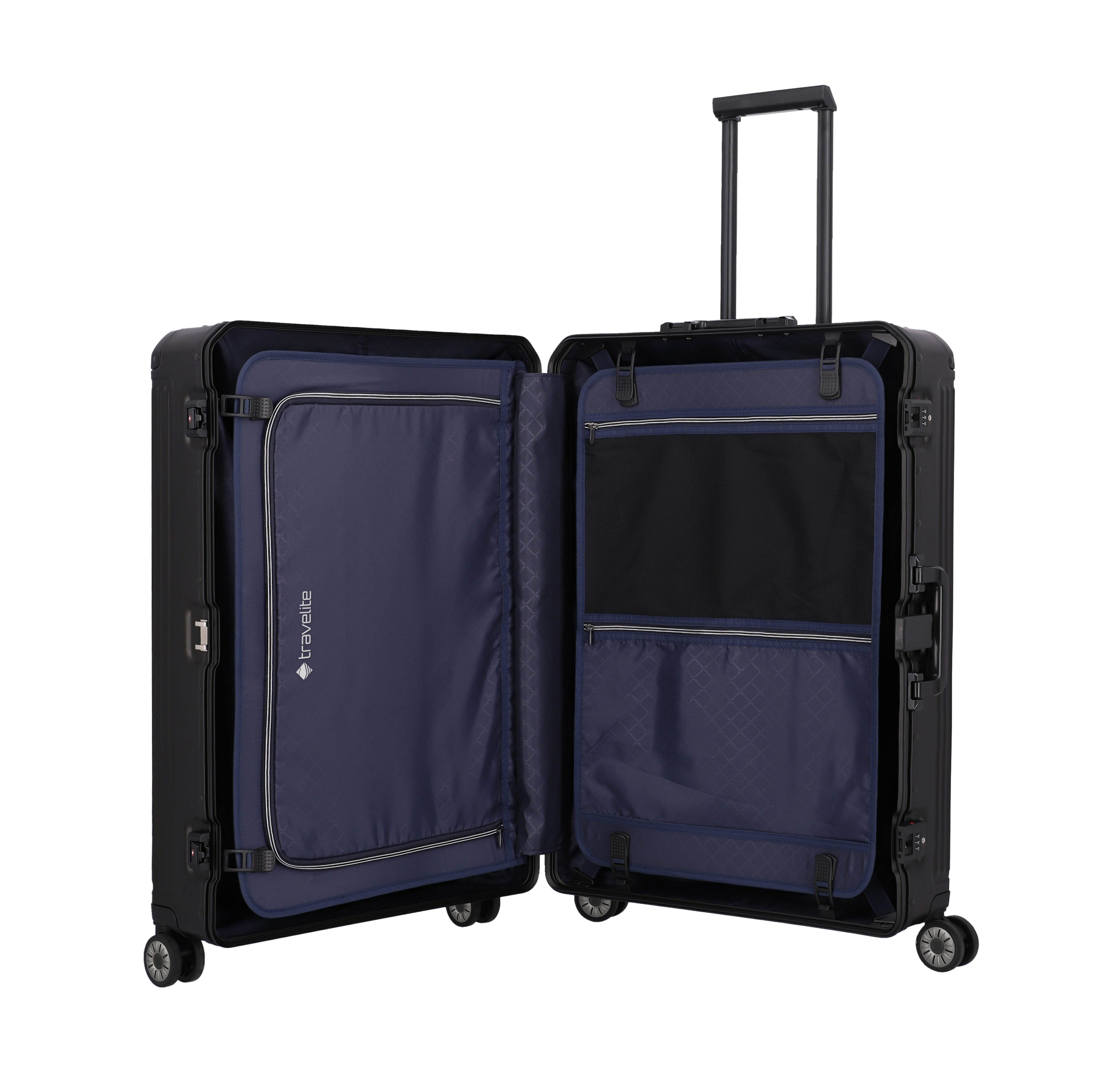 Travelite Aluminium Trolley Next L 77 cm mit 4 Rollen Schwarz