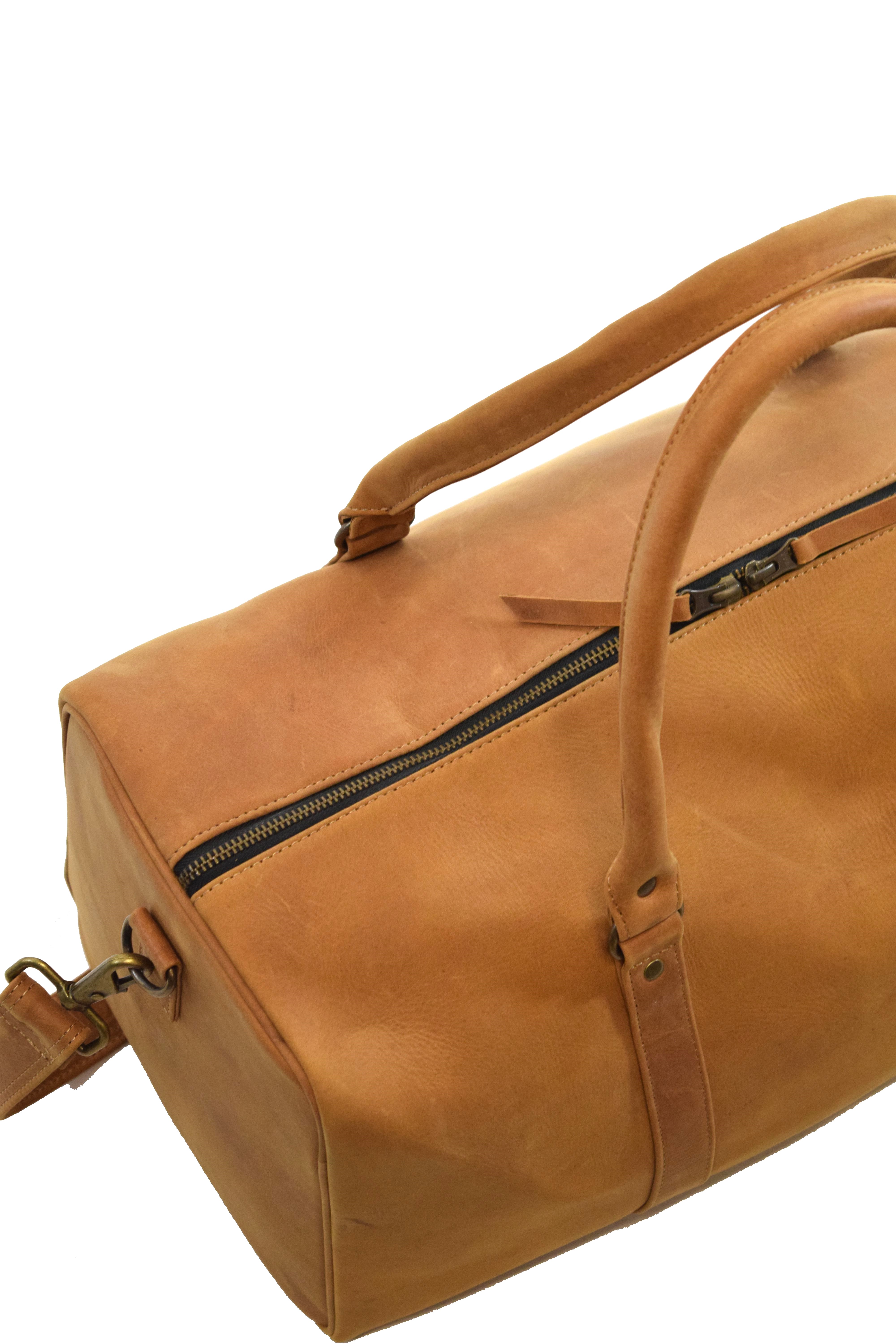 Weekender Reisetasche P-1011 50 cm aus Rindleder in Cognac