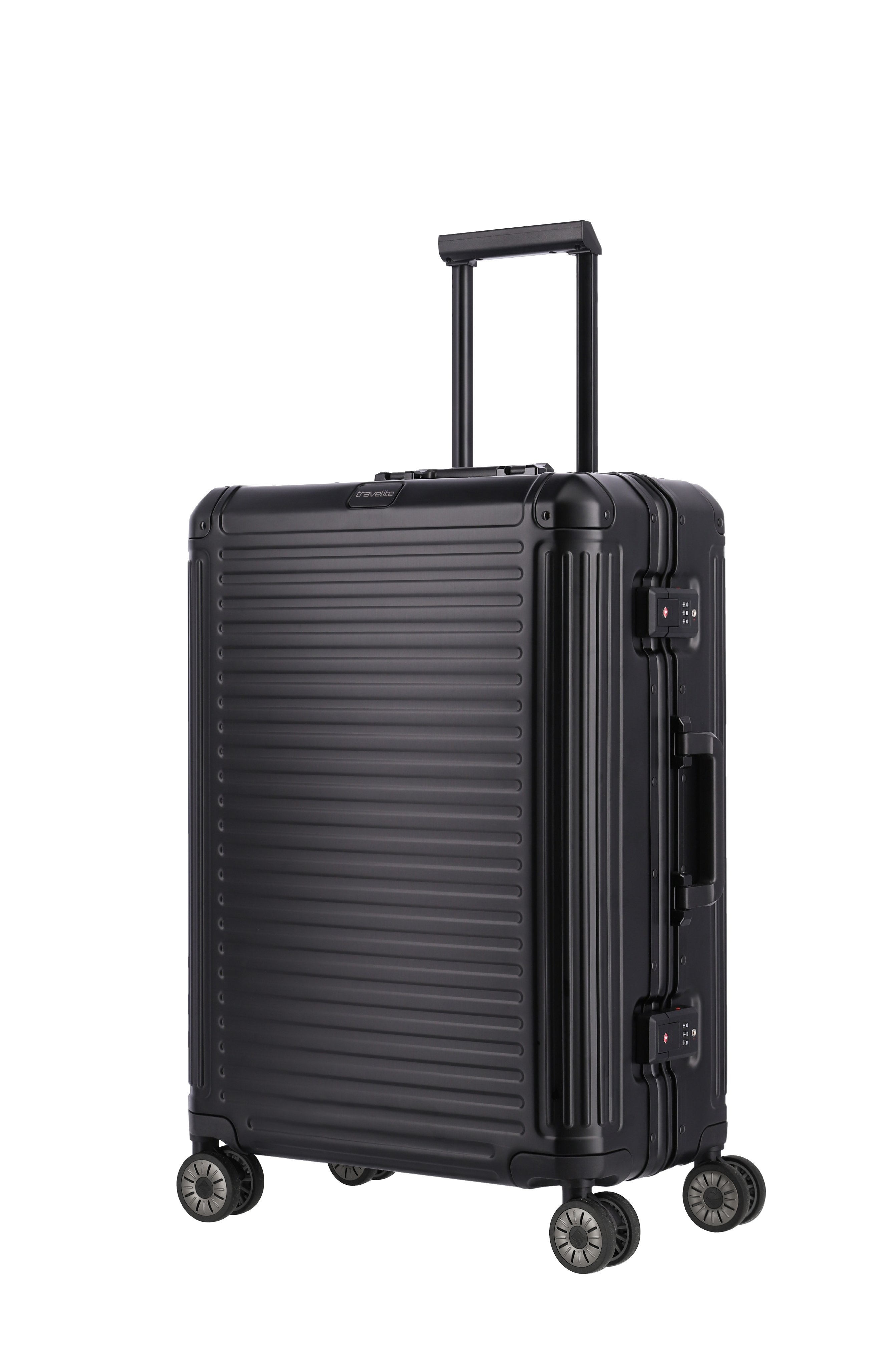 Travelite Aluminium Trolley Next M 66 cm mit 4 Rollen Schwarz