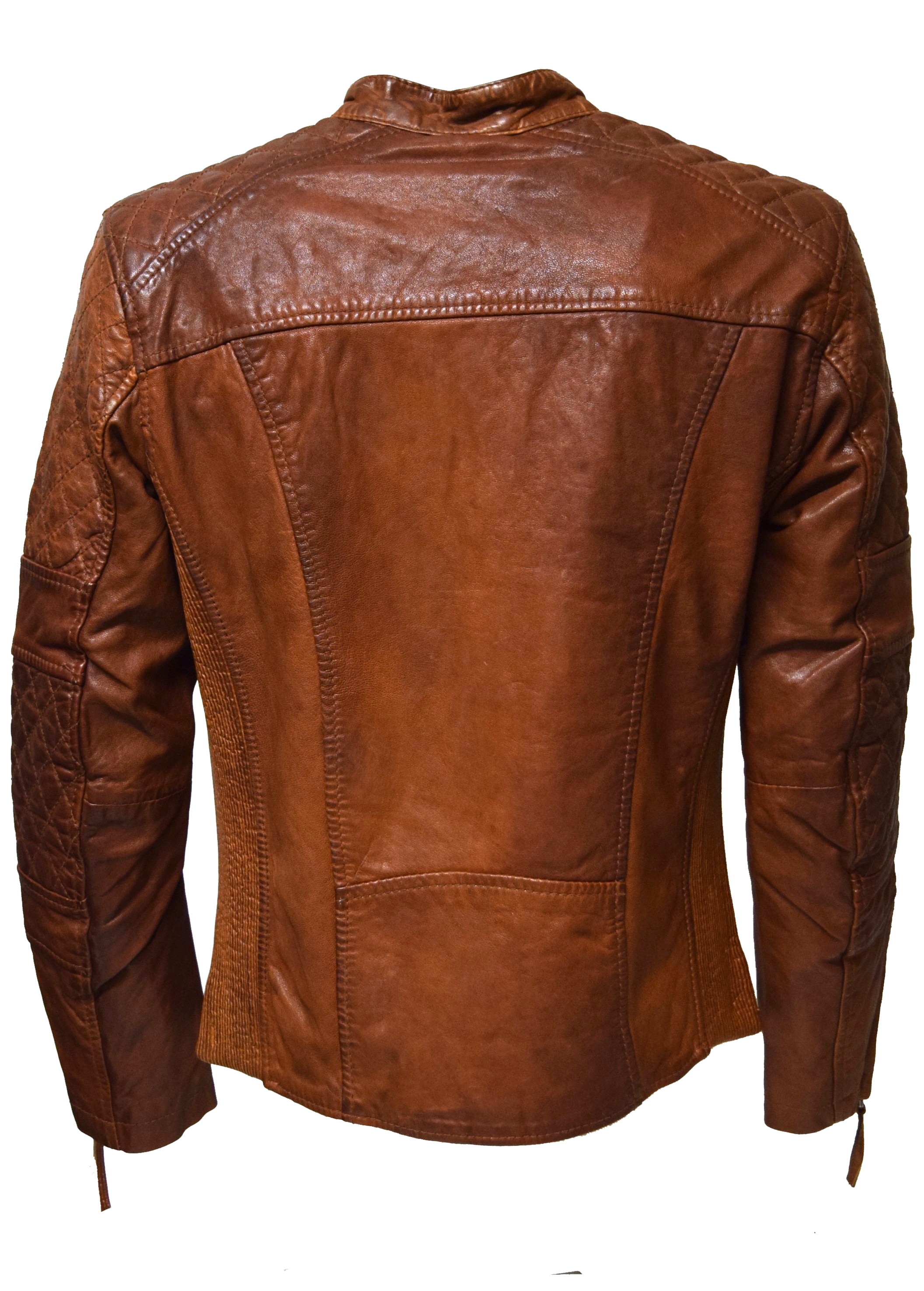 Herren Lederjacke Alex gesteppt in washed Whiskey