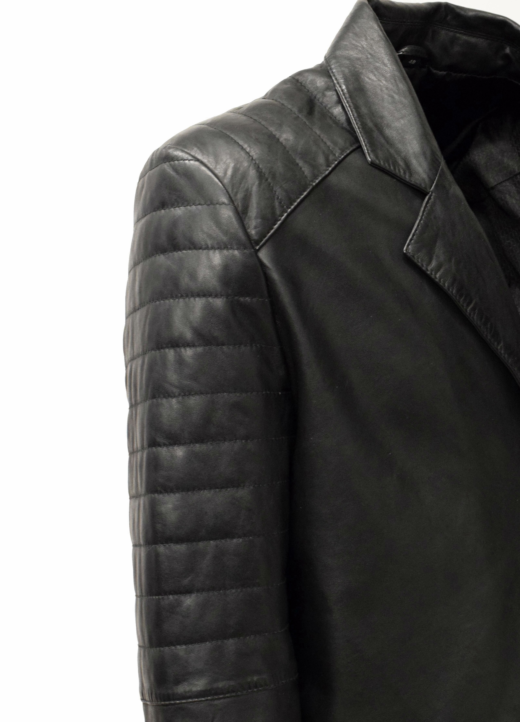 Herren Ledersakko Luis in washed Schwarz