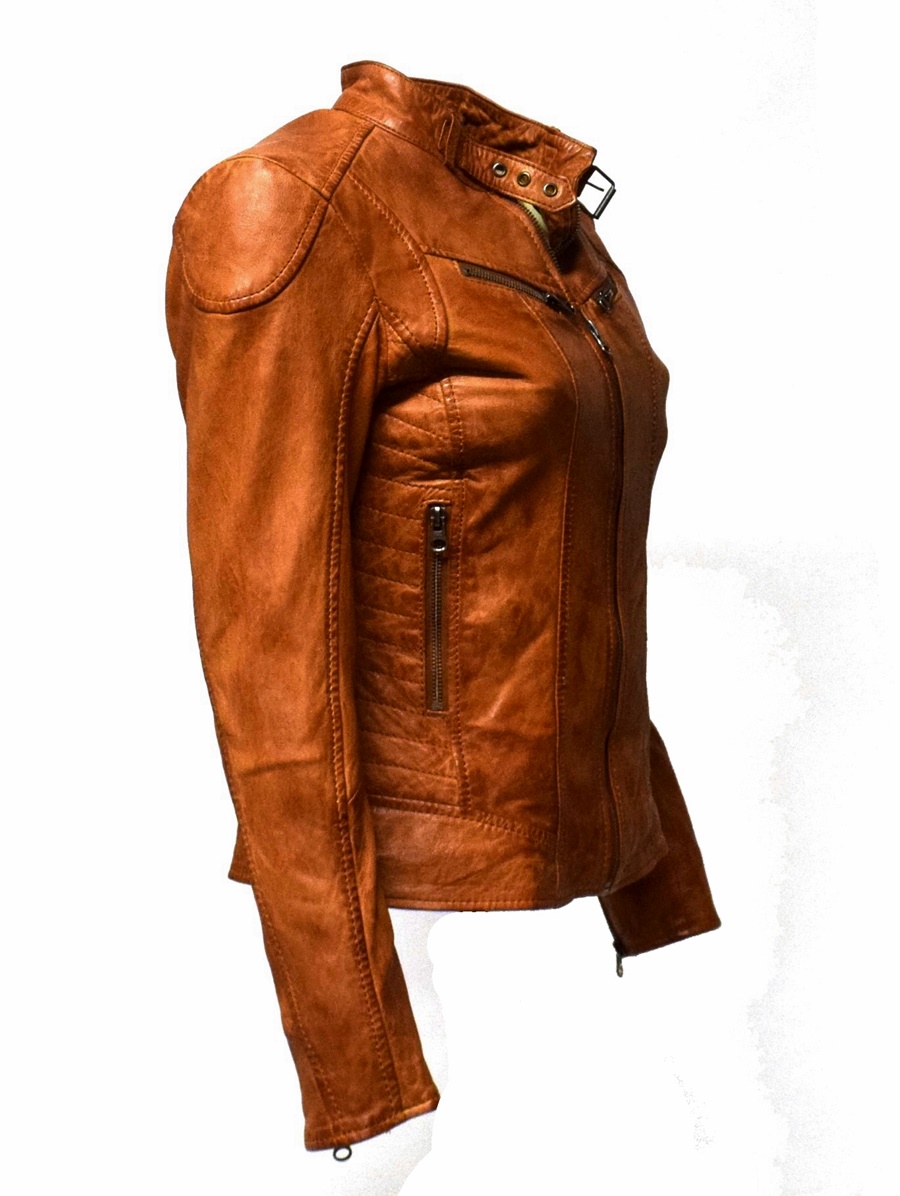 Damen Lederjacke Frida in Cognac