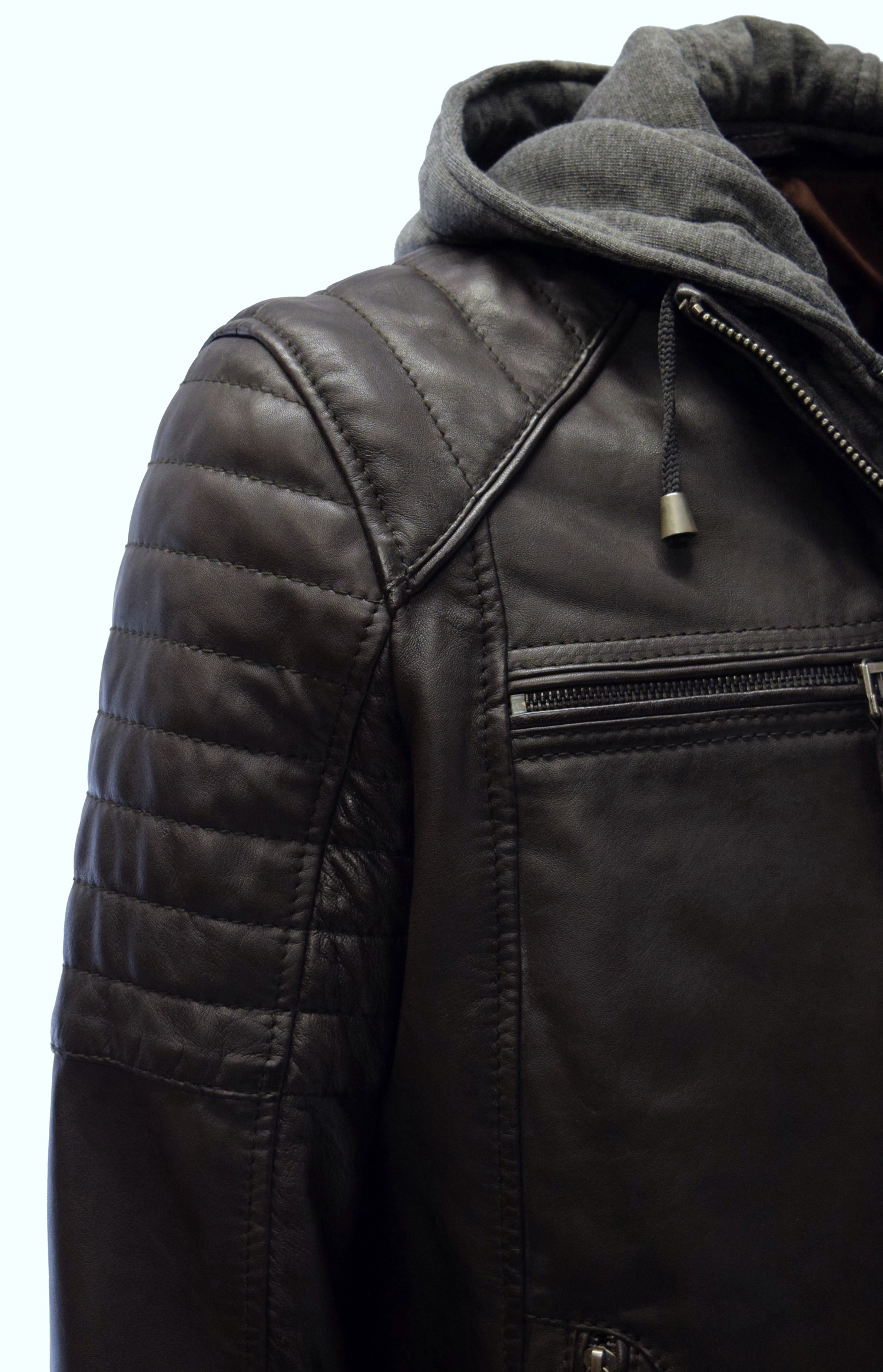 Herren Lederjacke Carlo gesteppt in washed Schwarz