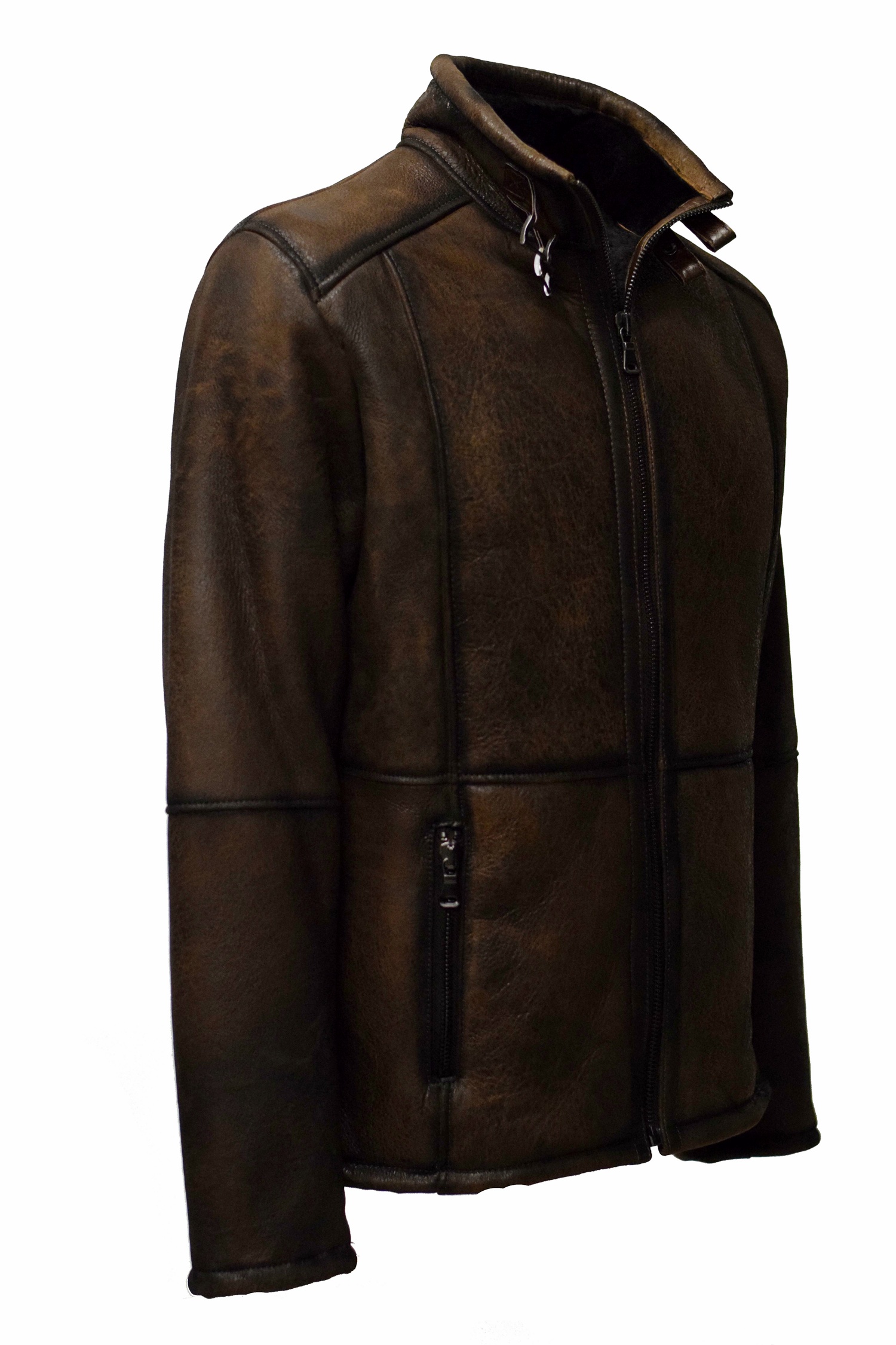 Herren Lammfelljacke Nellson in washed Braun