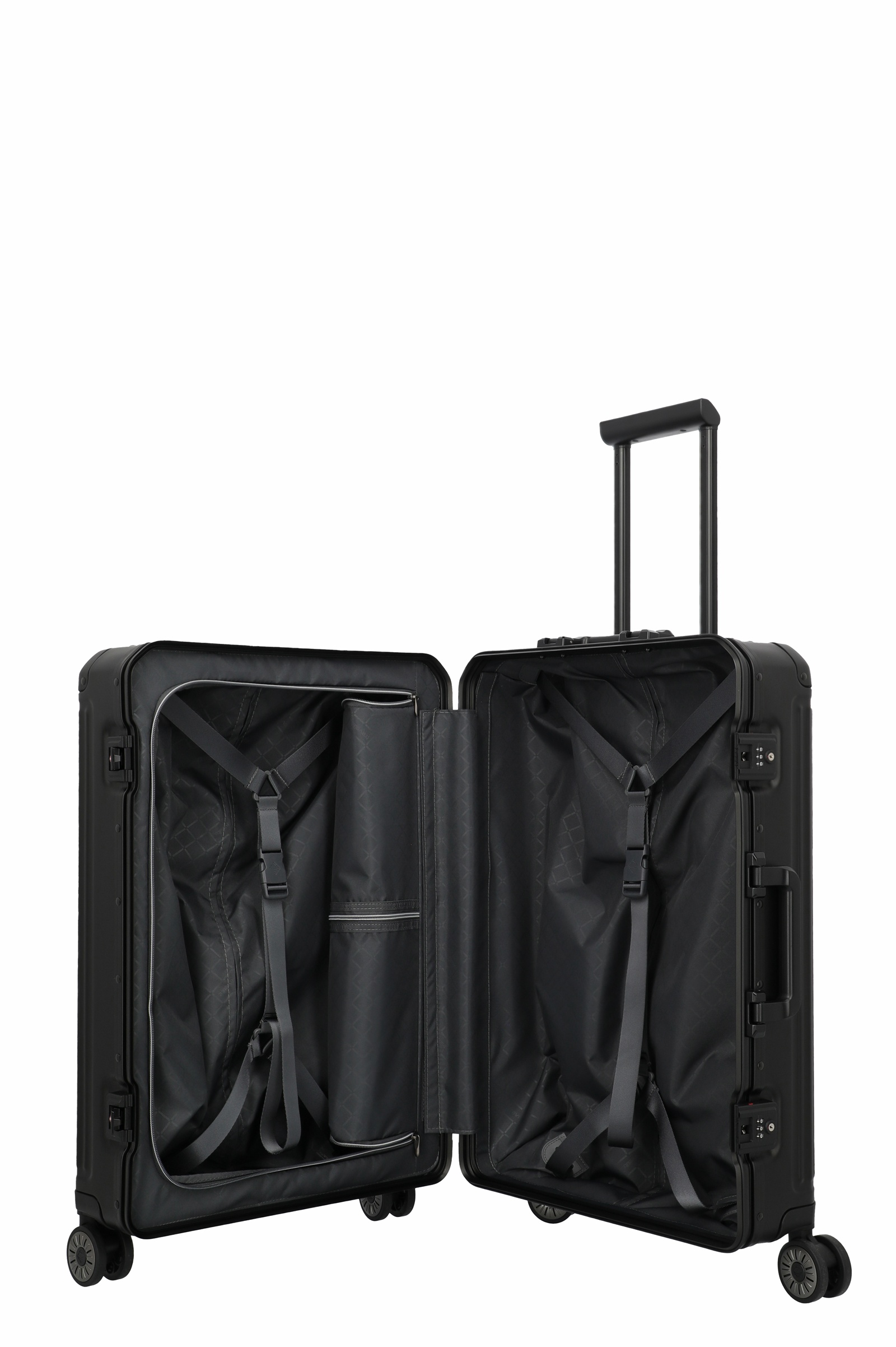 Travelite Aluminium Trolley Next 2.0 M 66 cm mit 4 Rollen Schwarz