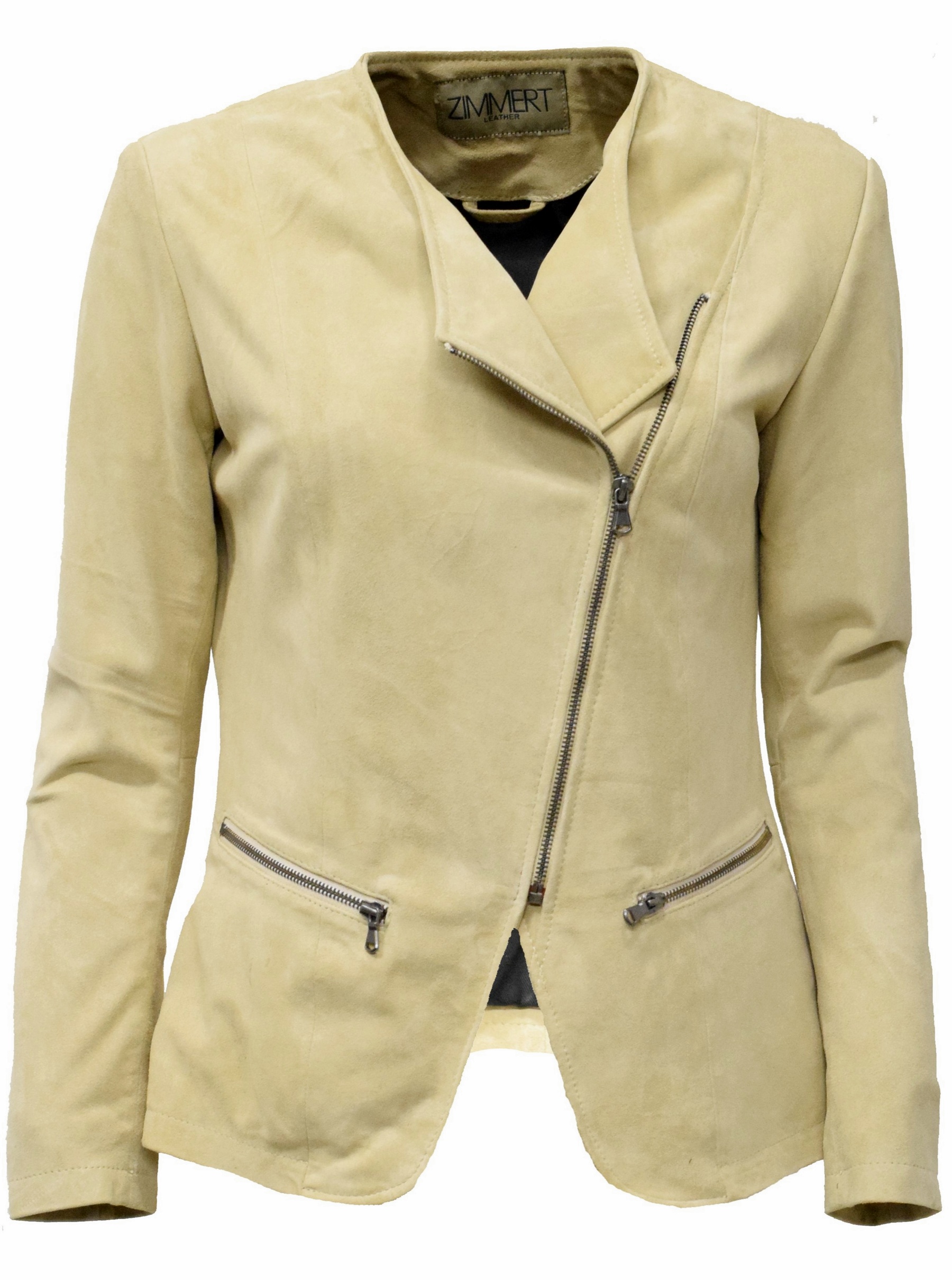 Damen Lederjacke Milla Ziegenvelour in Cremebeige