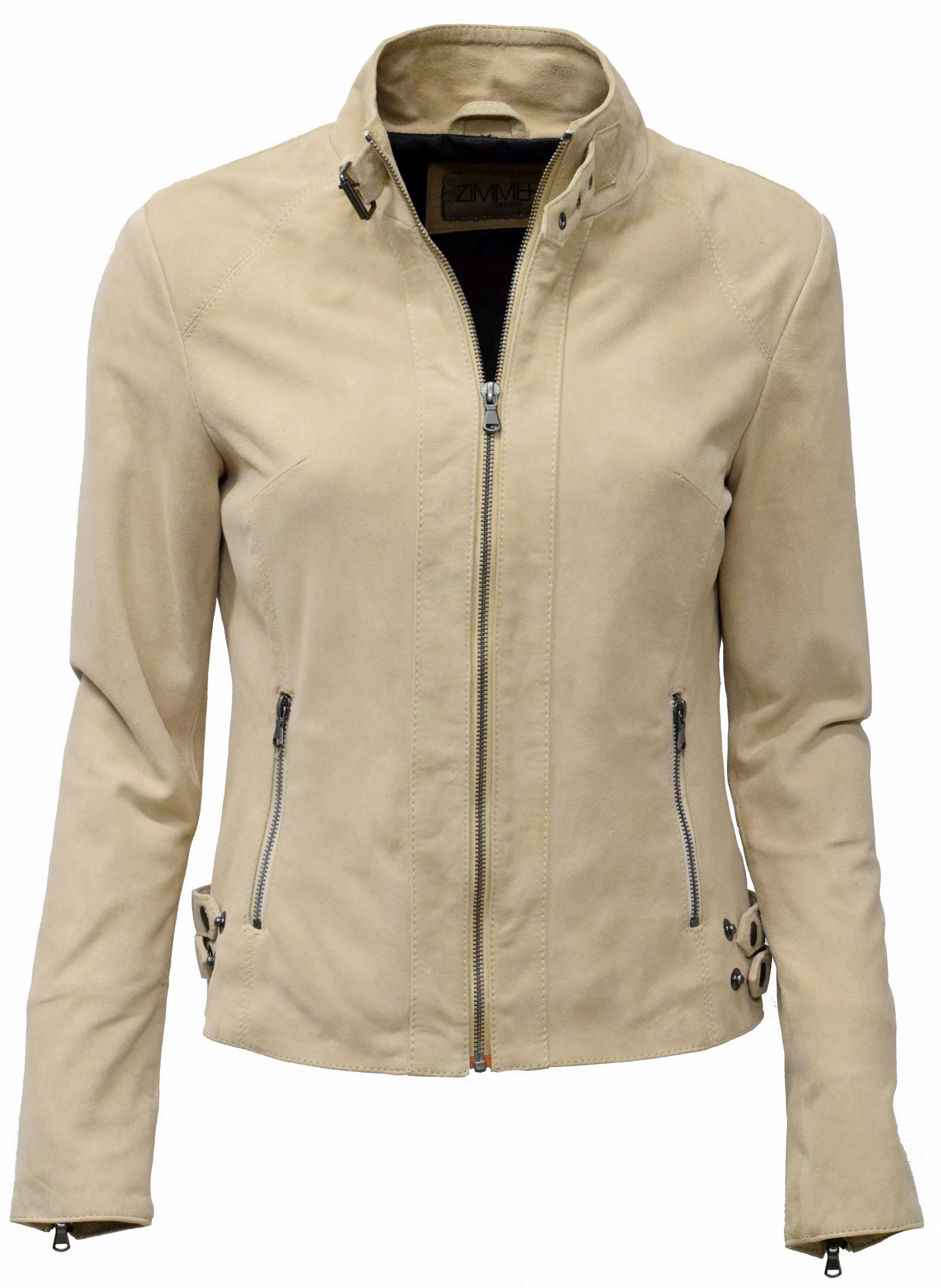 Damen Lederjacke Nala in Ziegenvelour Cremebeige 