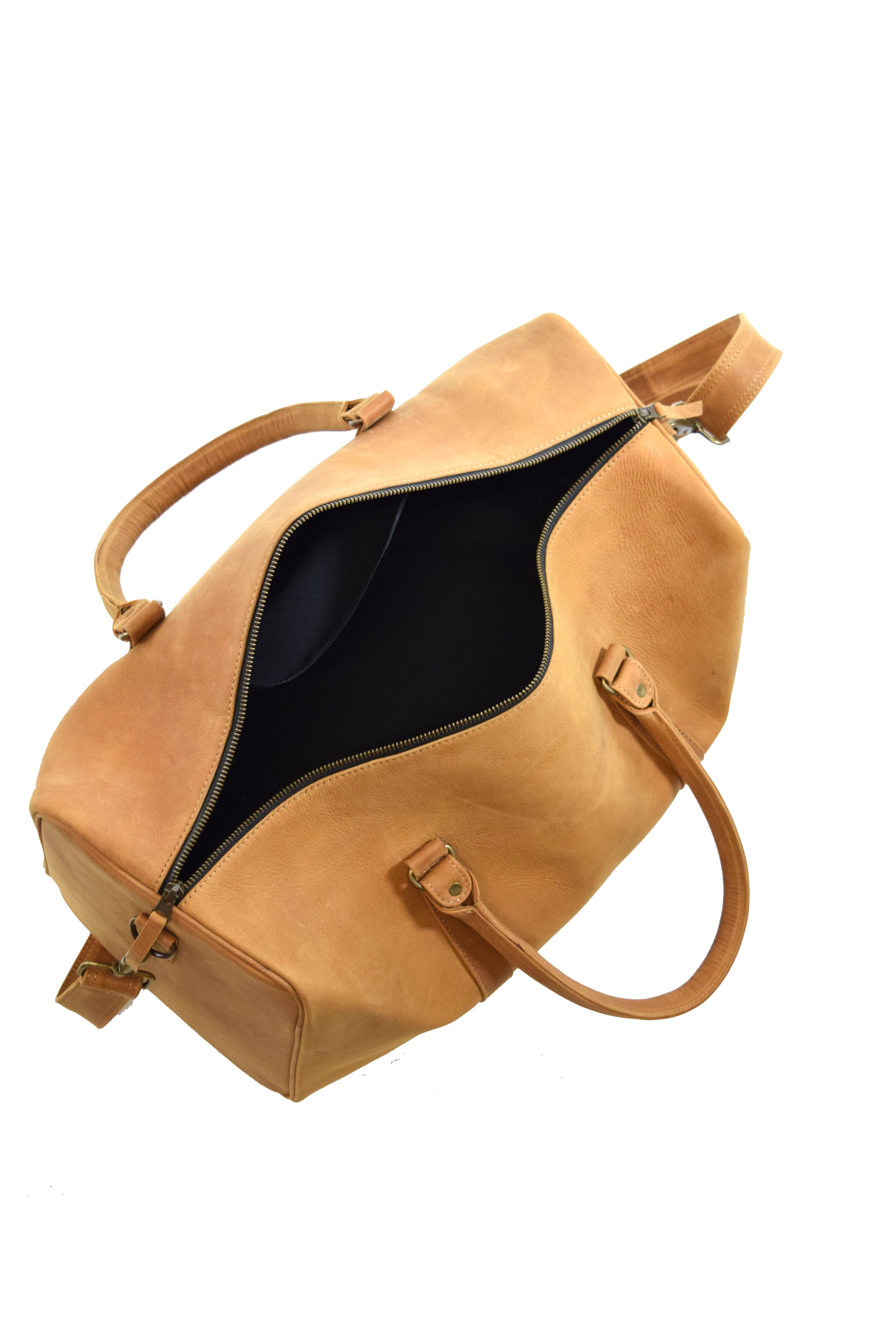 Weekender Reisetasche P-1011 50 cm aus Rindleder in Cognac
