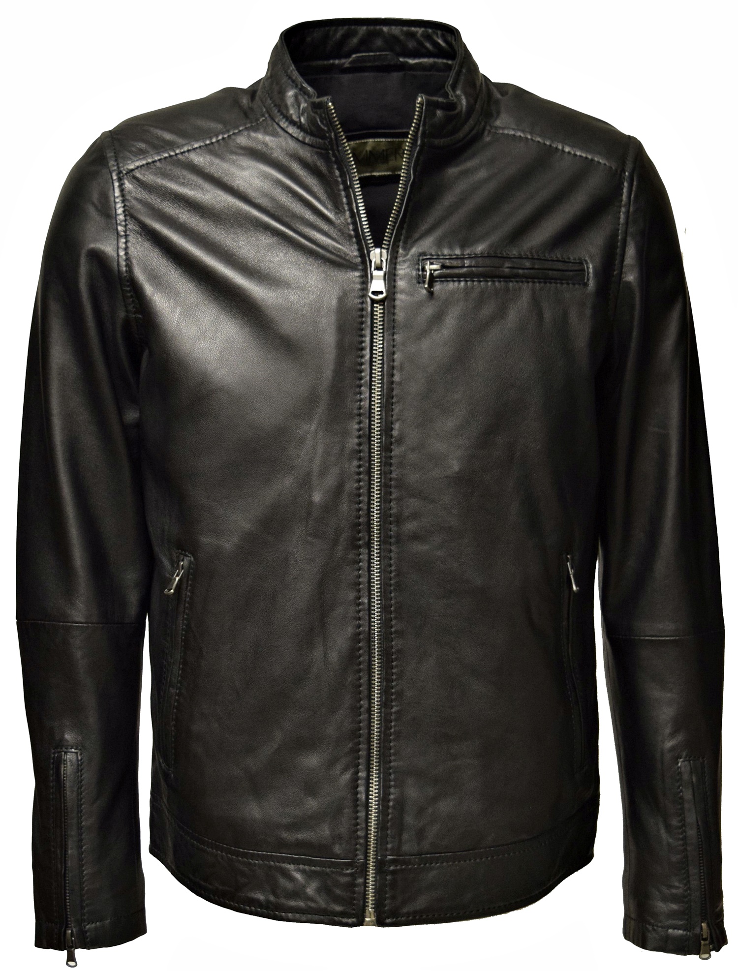 Herren Lederjacke Freddy in washed Schwarz