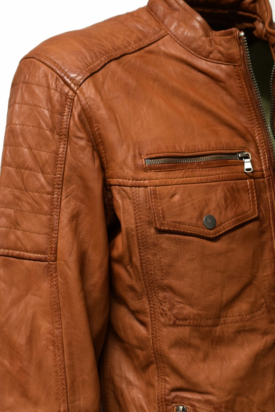 Herren Lederjacke Ray washed Cognac