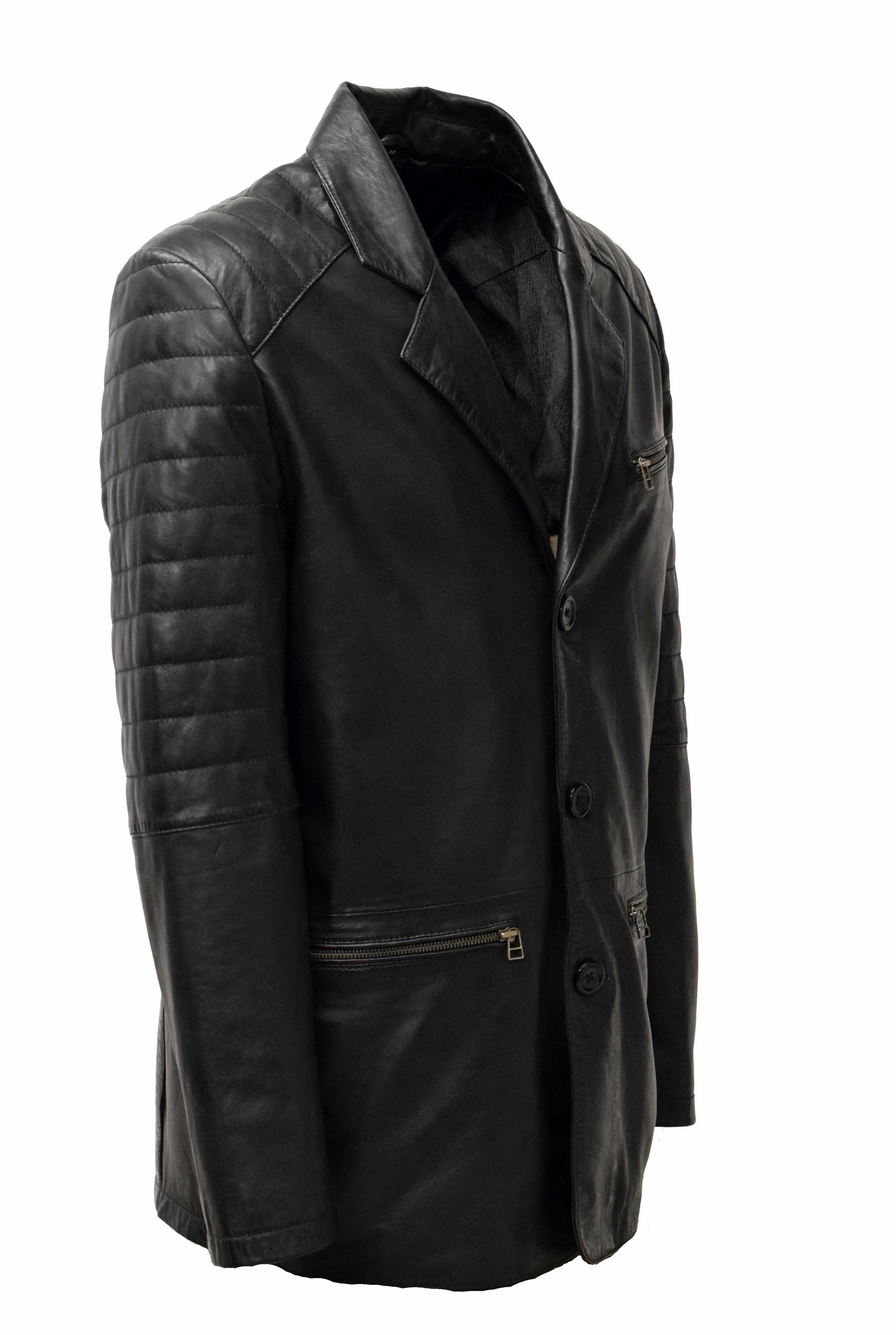 Herren Ledersakko Luis in washed Schwarz