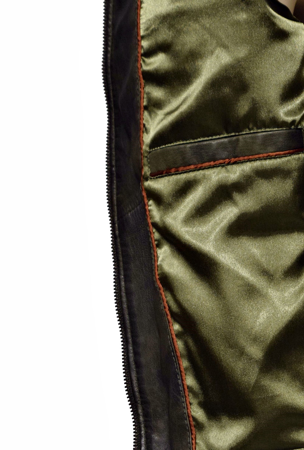 Herren Lederjacke Alex gesteppt Dunkelgrün 
