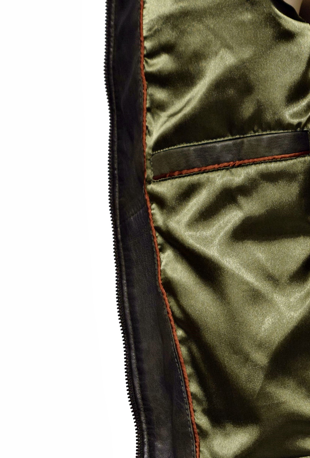 Herren Lederjacke Endy gesteppt in Khaki