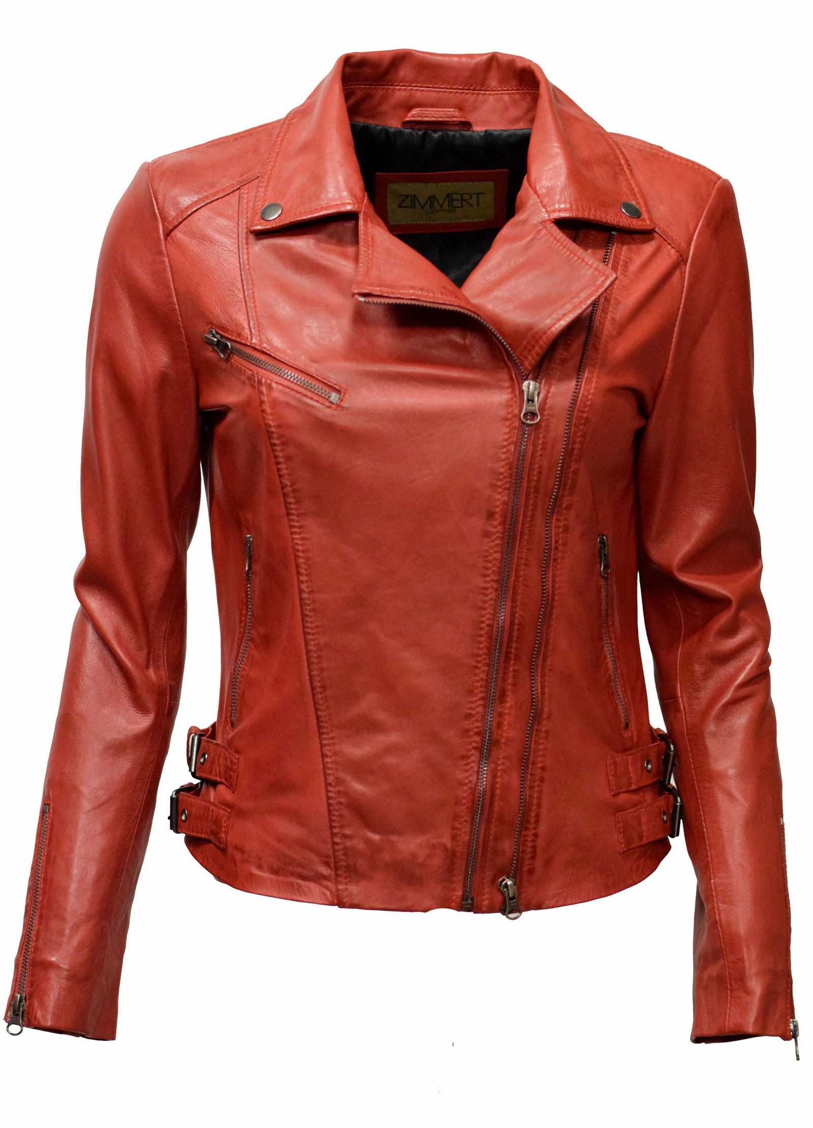 Damen Lederjacke Bebie in washed Rot