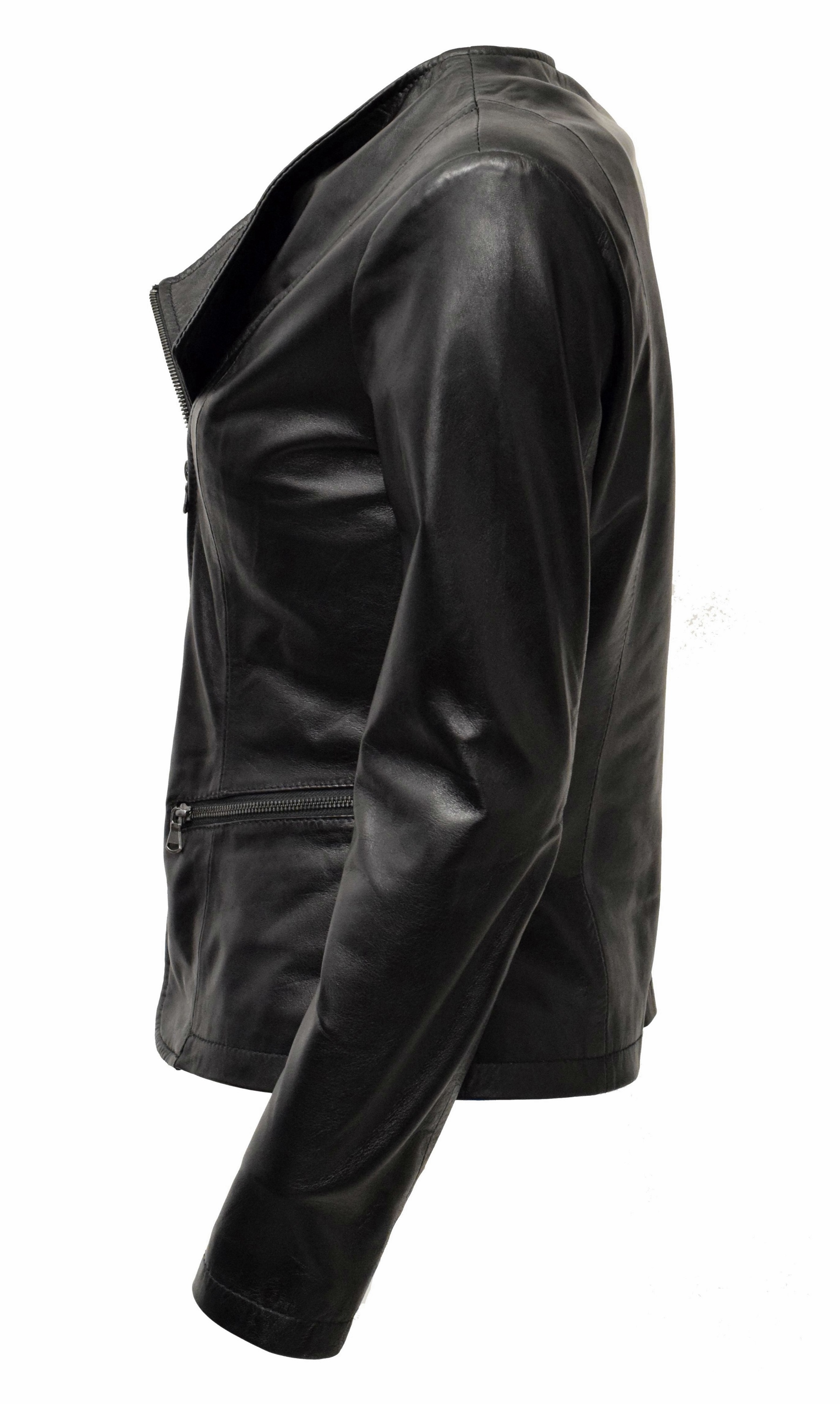 Damen Lederjacke Minni in washed Schwarz