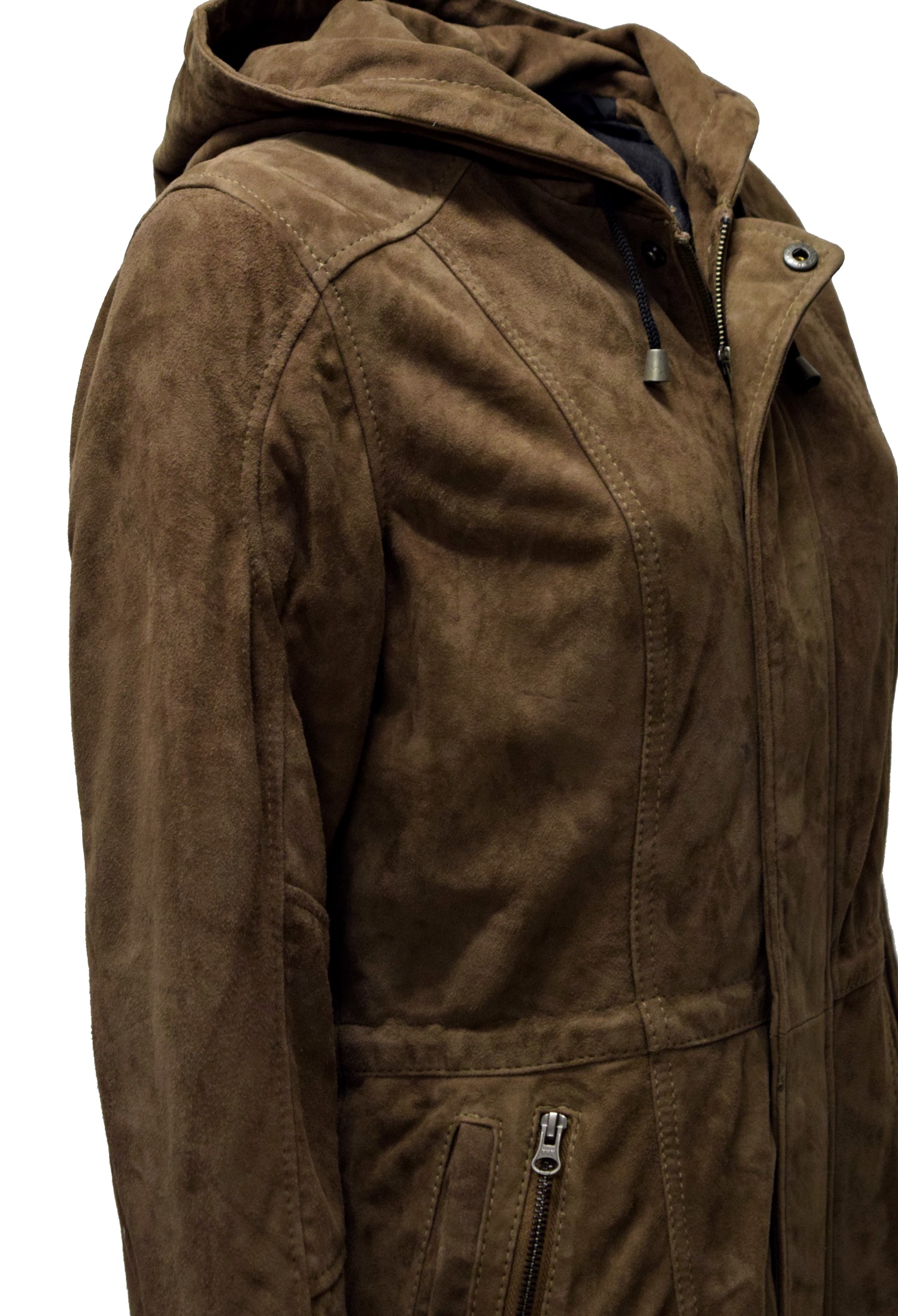 Damen Ziegenvelour Lederjacke Josefine in Schlamm