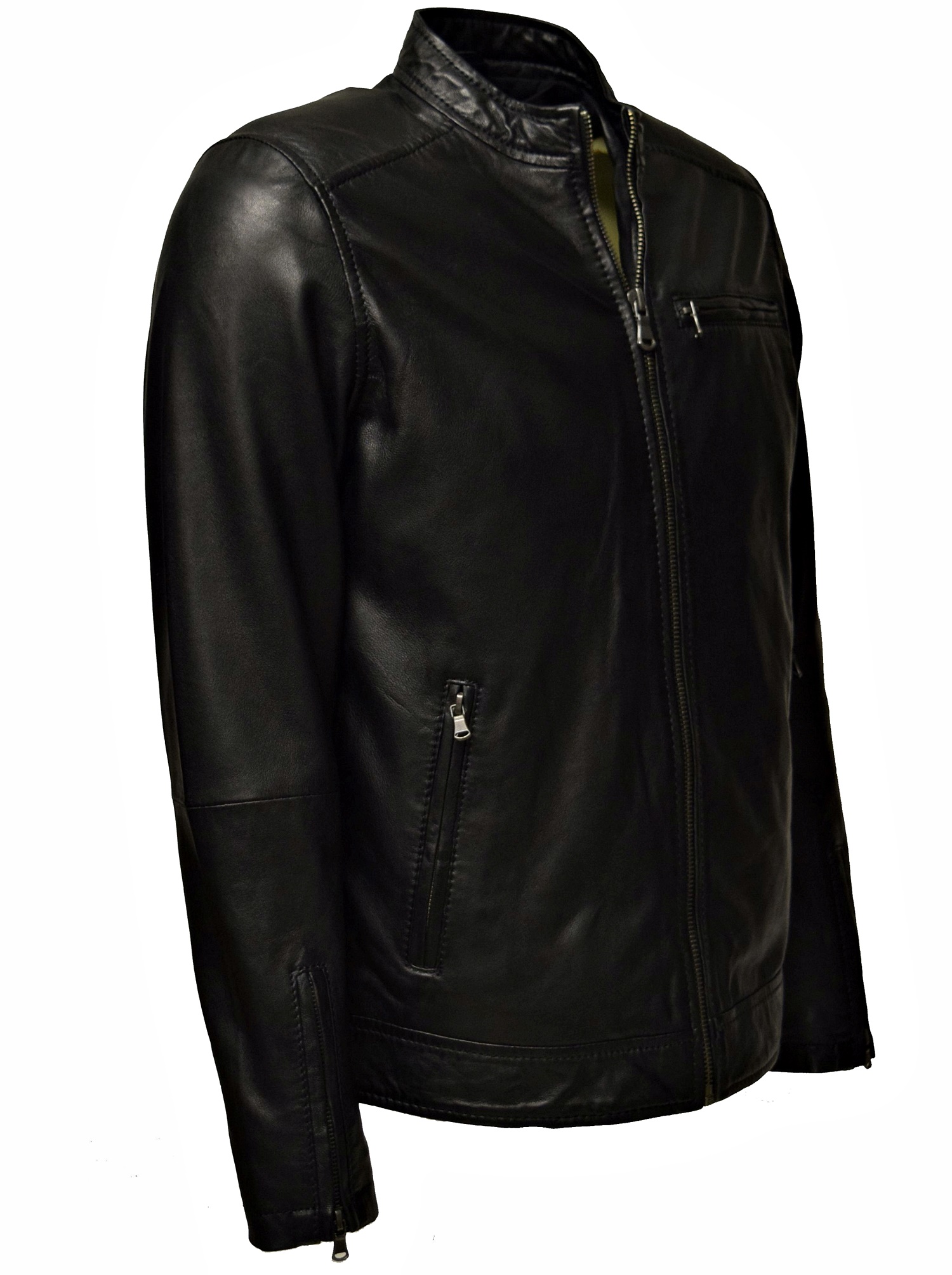 Herren Lederjacke Freddy in washed Schwarz