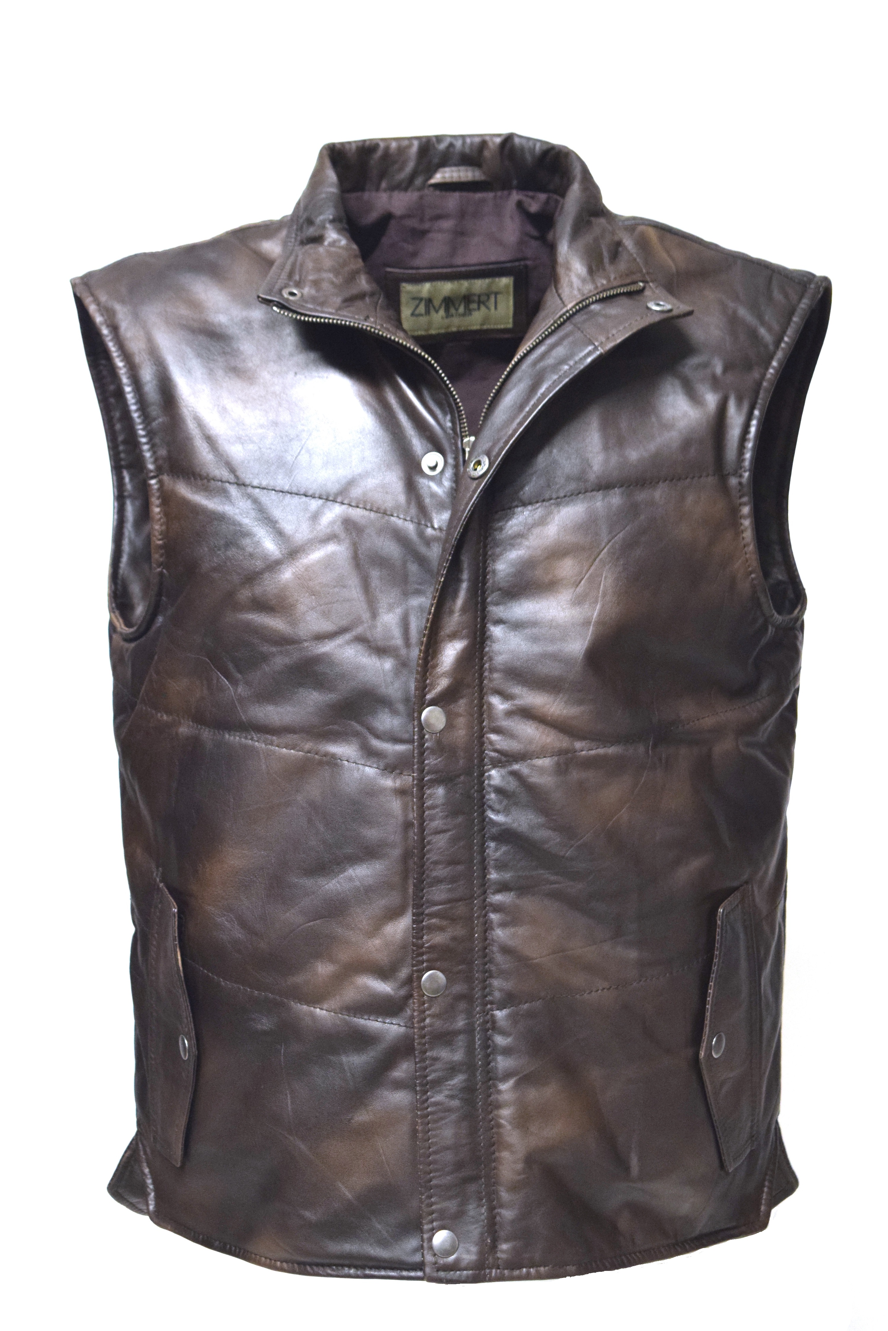 Herren Outdoor Lederweste 2020Stepp in mocca braun