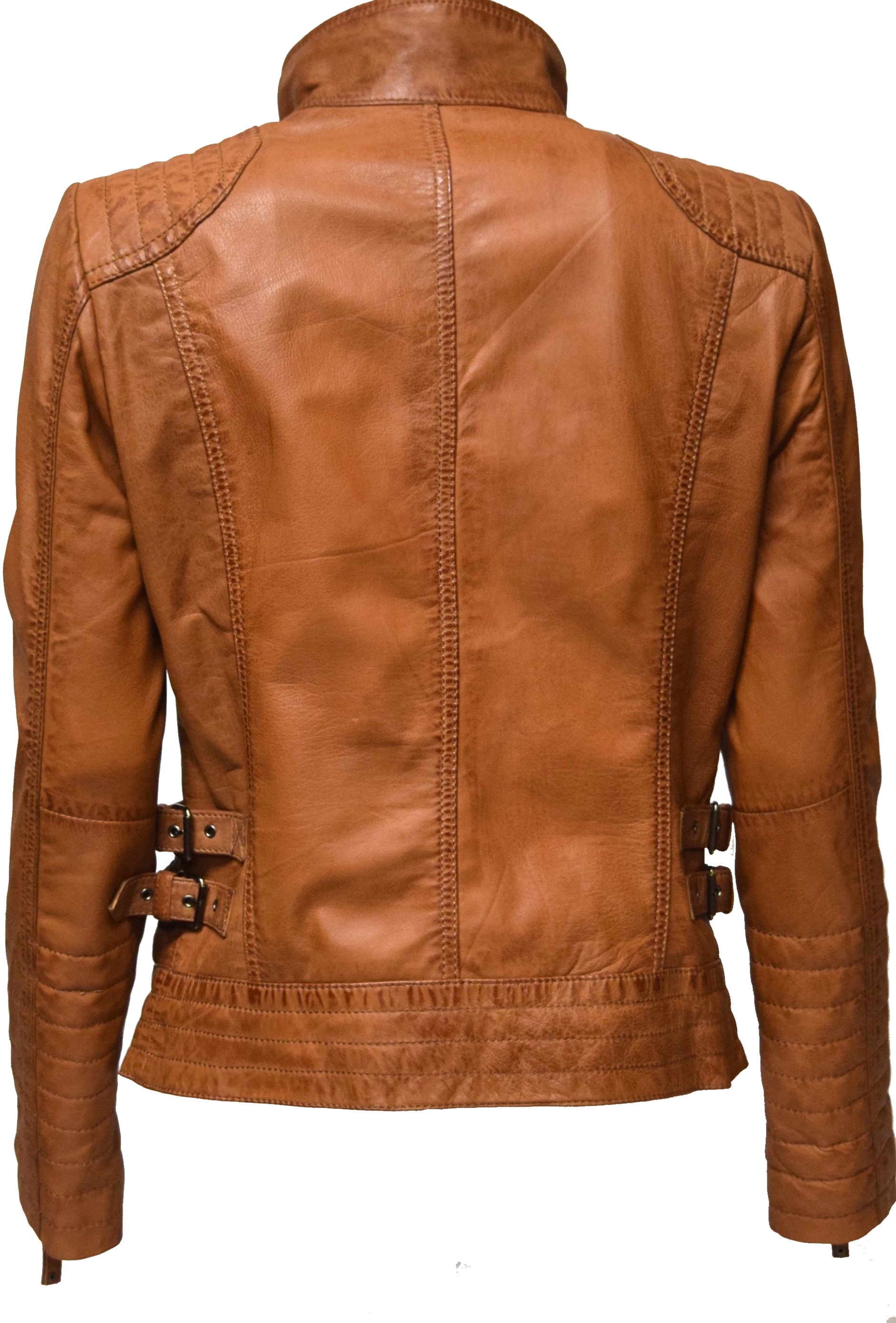 Damen Lederjacke Fily gesteppt washed Cognac Braun