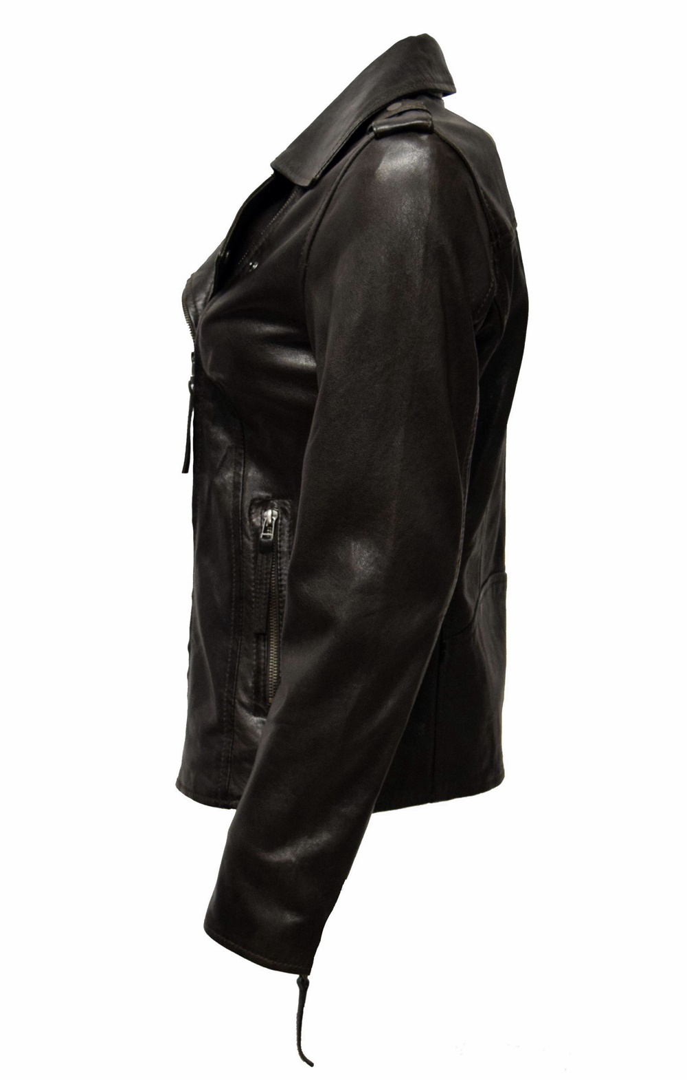 Damen Biker Lederjacke Amalia in Schwarzbraun