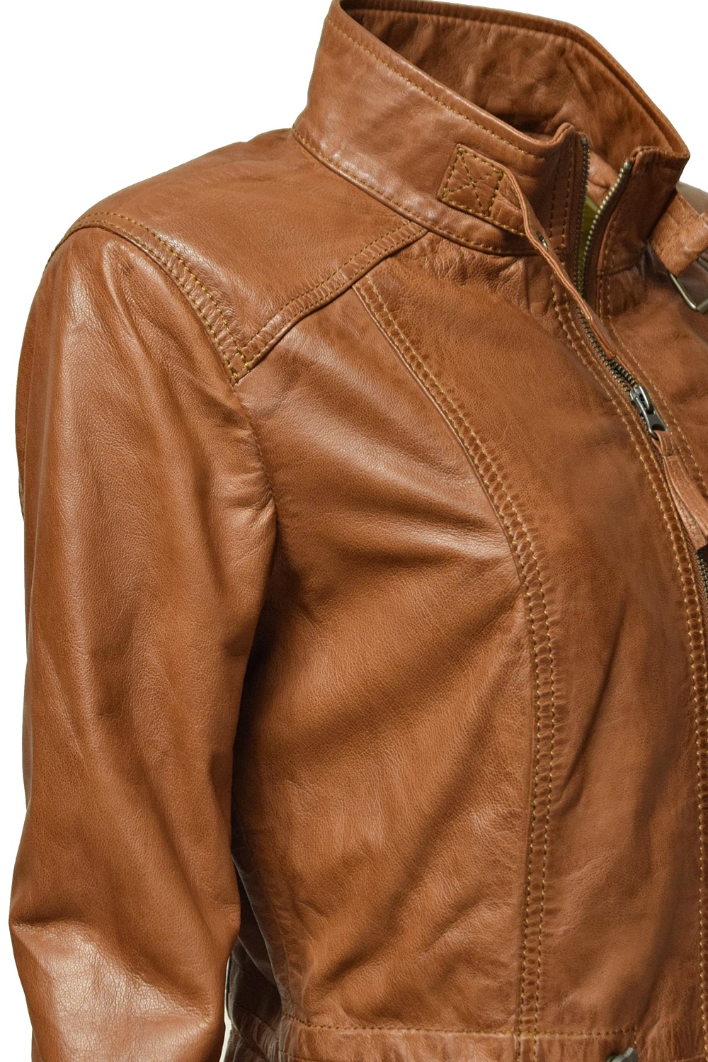 Damen Lederjacke Lana in Dunkelcognac