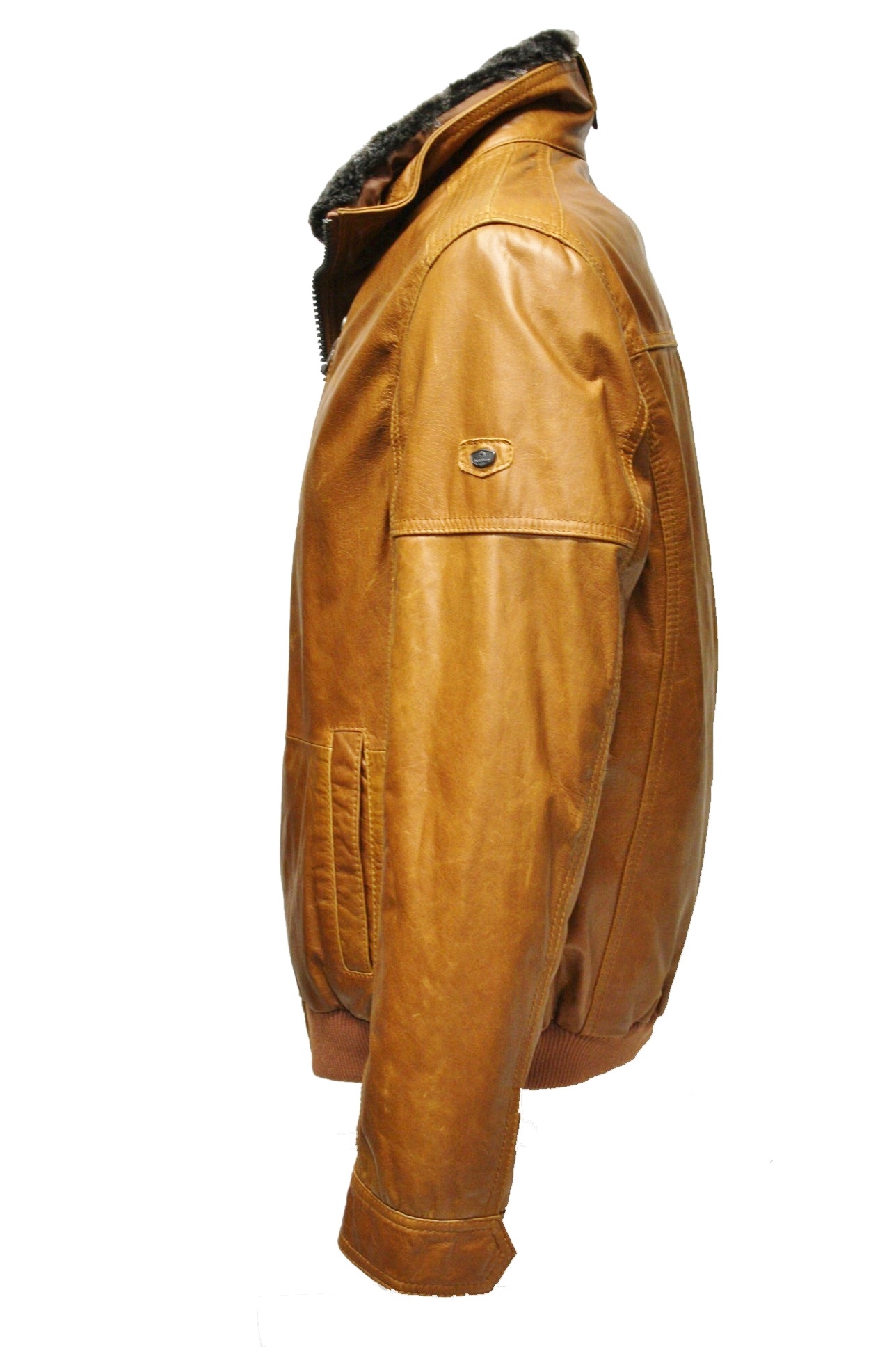 Trapper Herren Lederjacke "Arizona" in washed Cognac