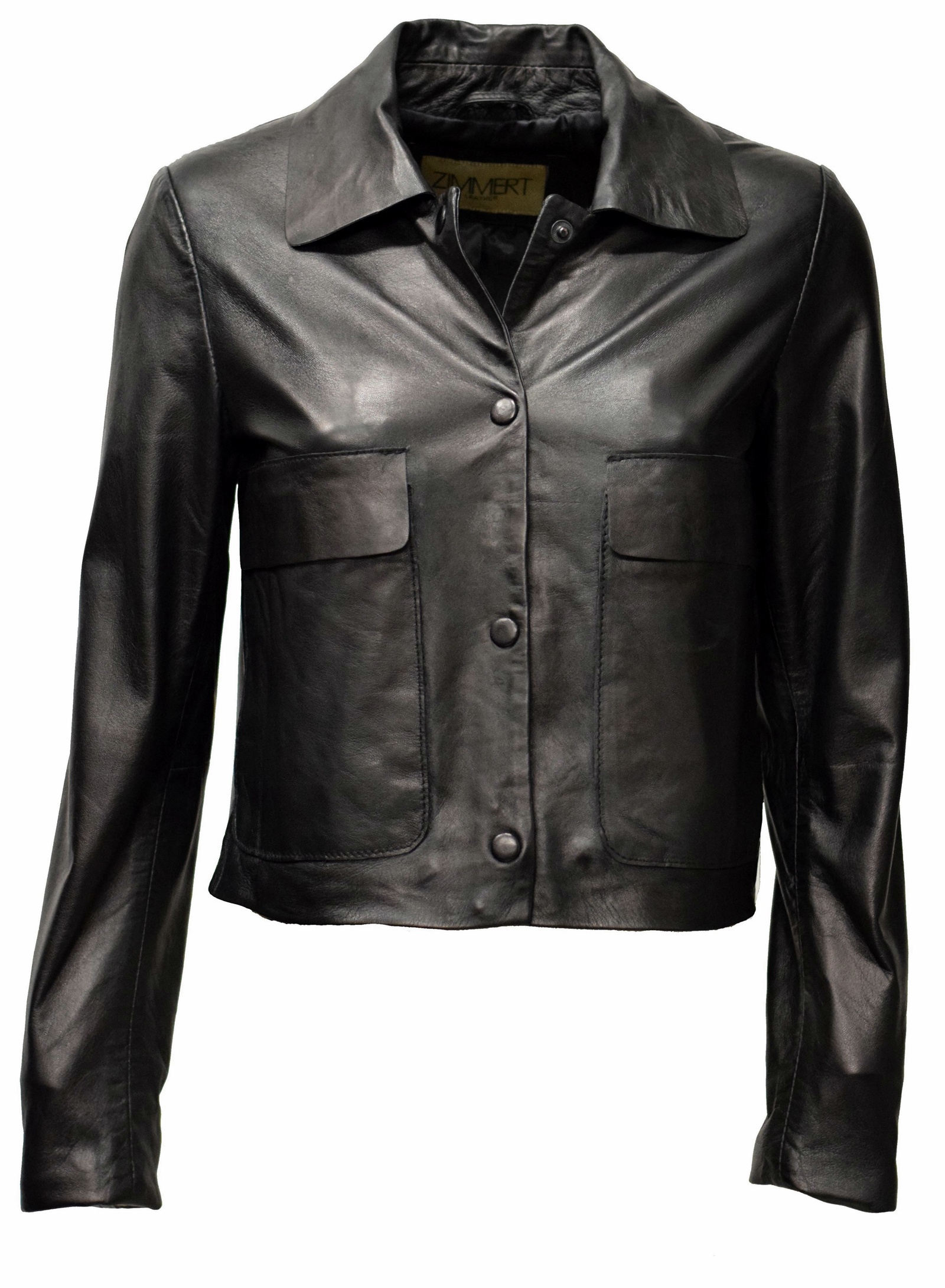 Damen Lederhemd Jella in fine schwarz