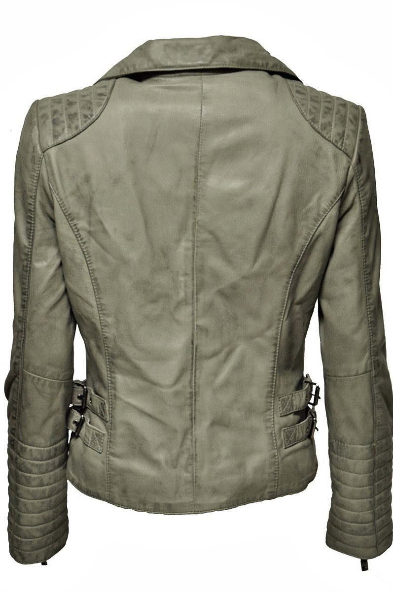 Damen Lederjacke Liszy in washed Hellgrau