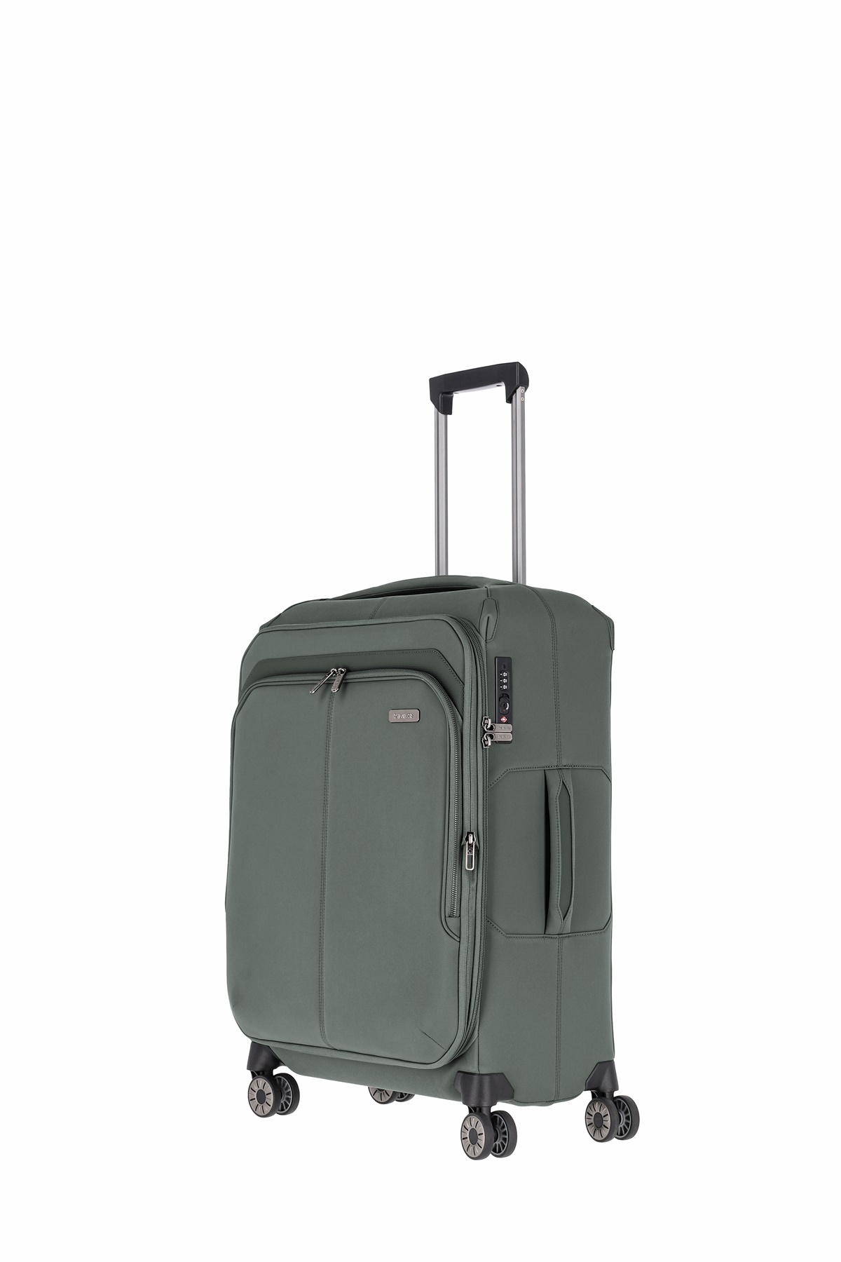 Travelite Priima Trolley Gr. M 68 cm mit 4 Rollen aus Nylon + recyceltem Polyester Oliv