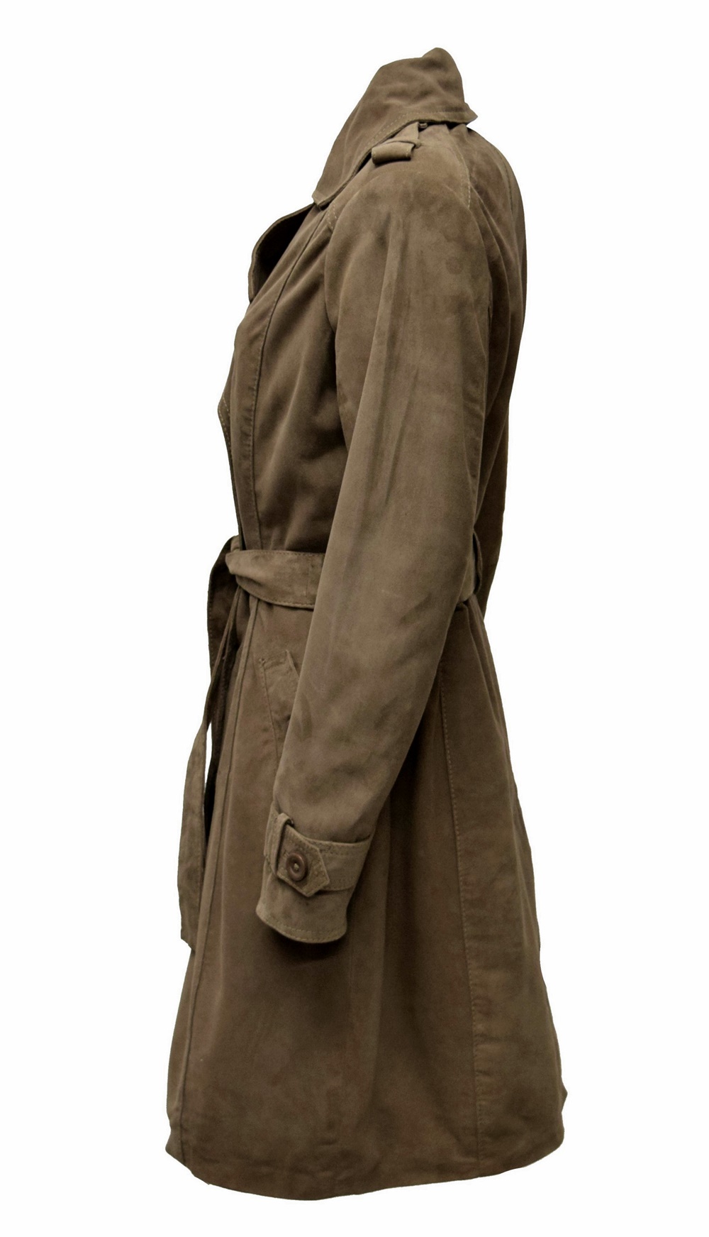 Damen Trench Ledermantel Tilly in Schlamm