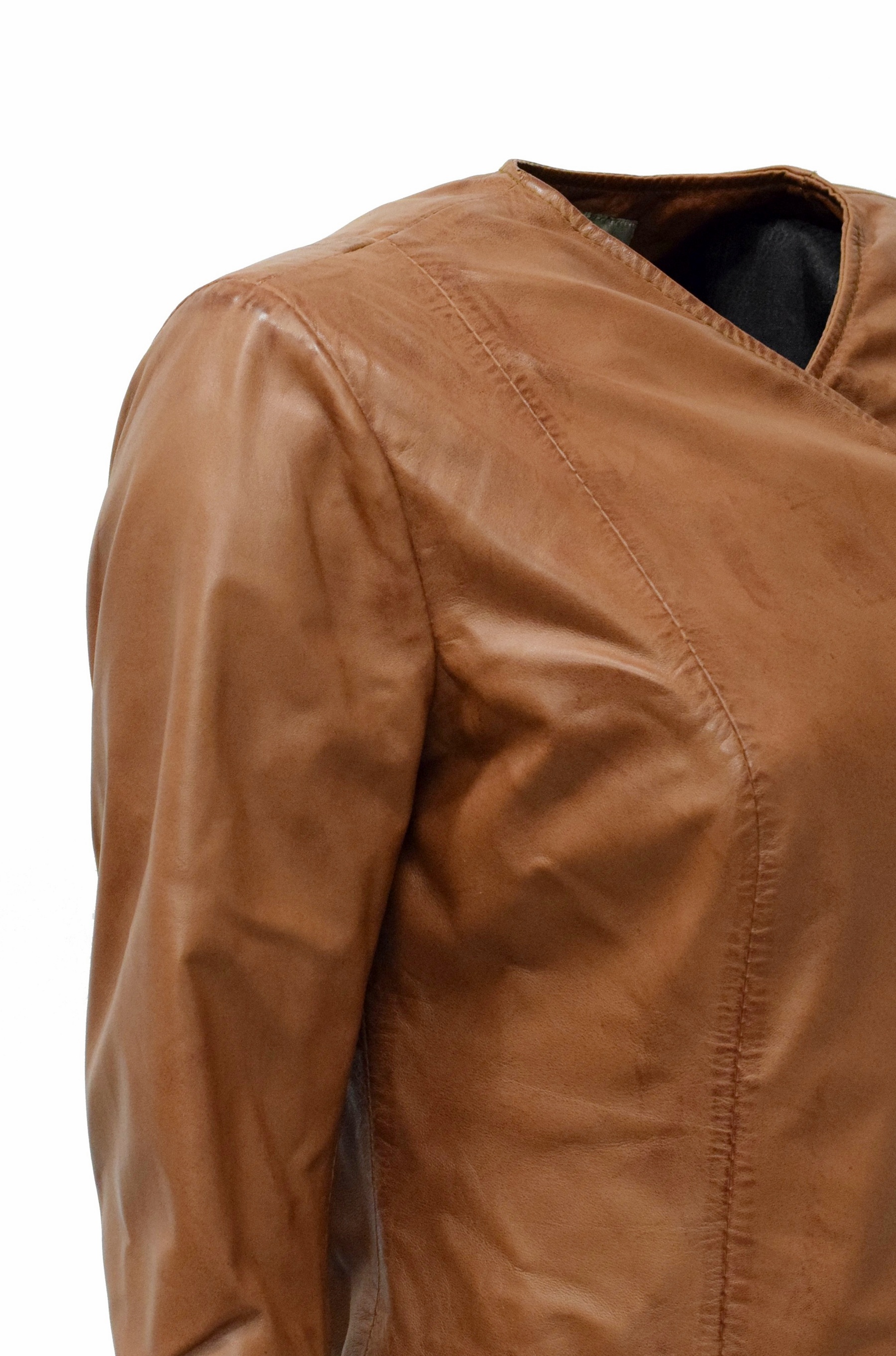 Damen Lederjacke Milla in washed Cognac