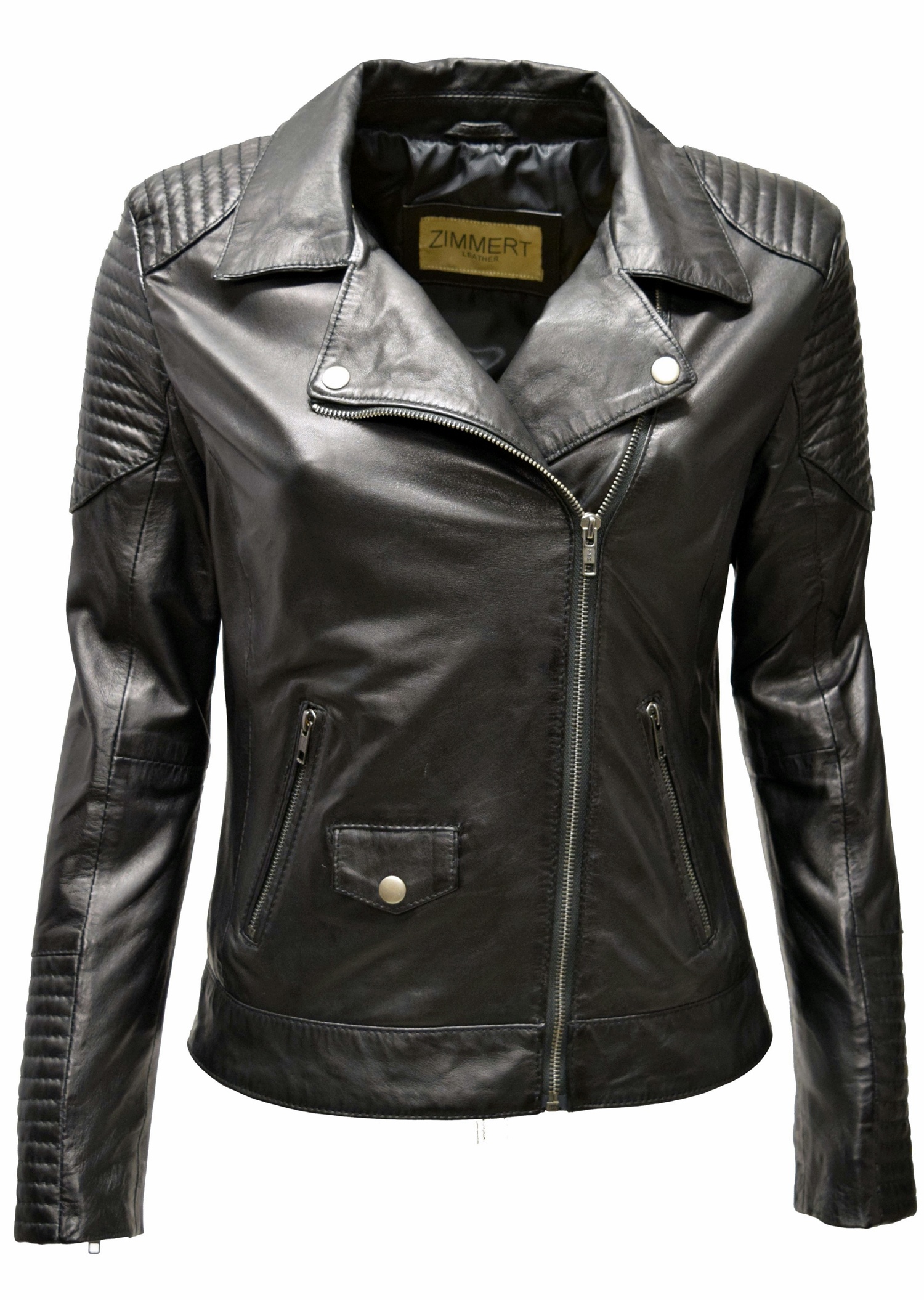 Damen Biker Lederjacke Lola in Schwarz