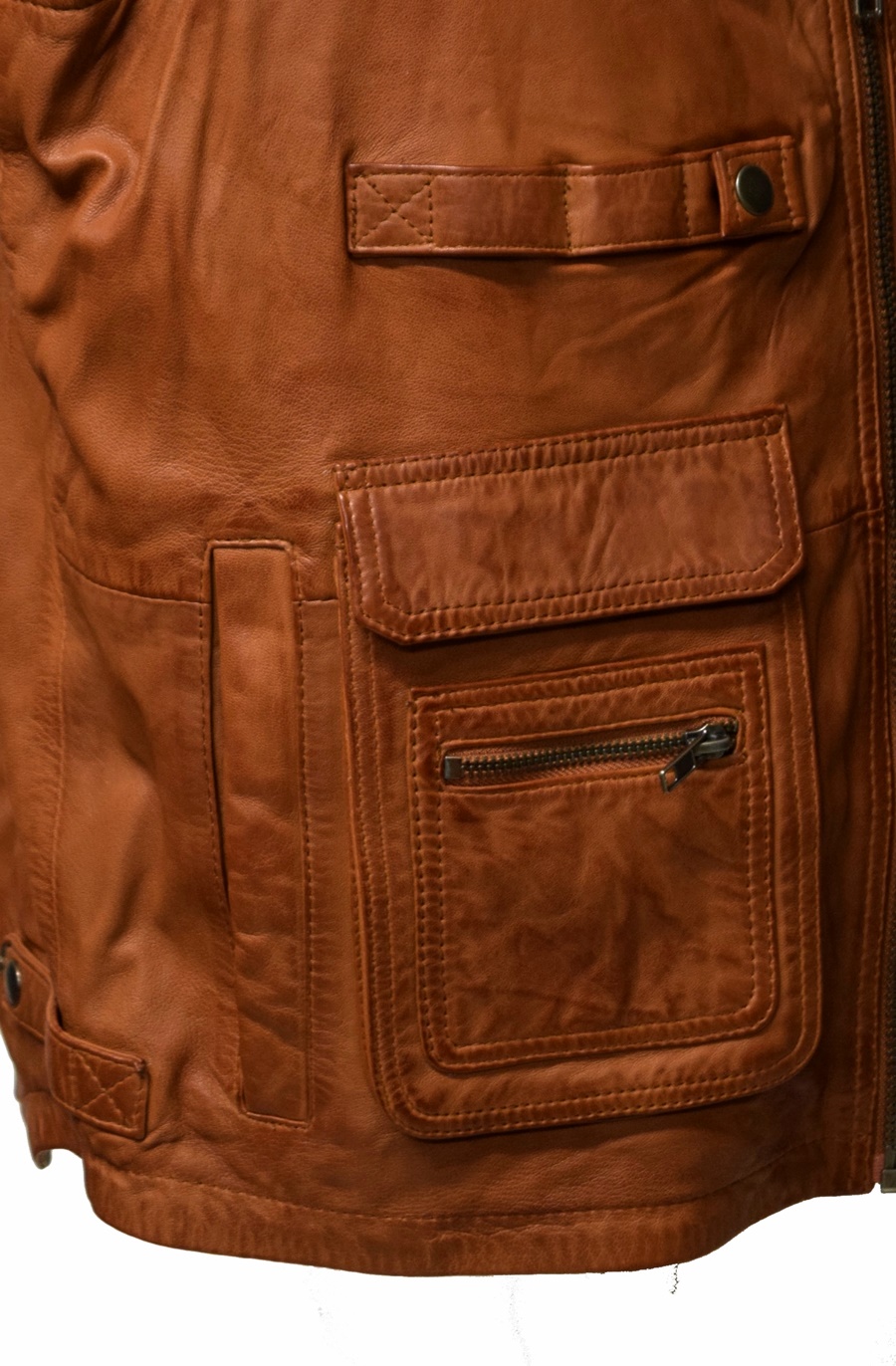 Herren Outdoor Lederweste "Nilo" in Cognac