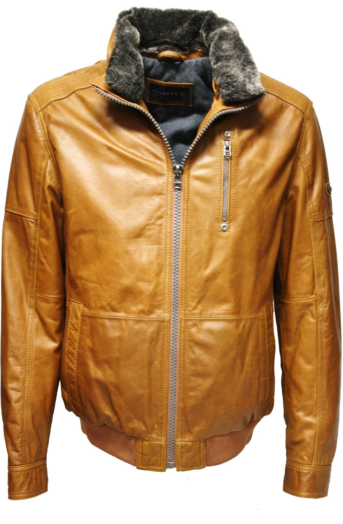 Trapper Herren Lederjacke "Arizona" in washed Cognac