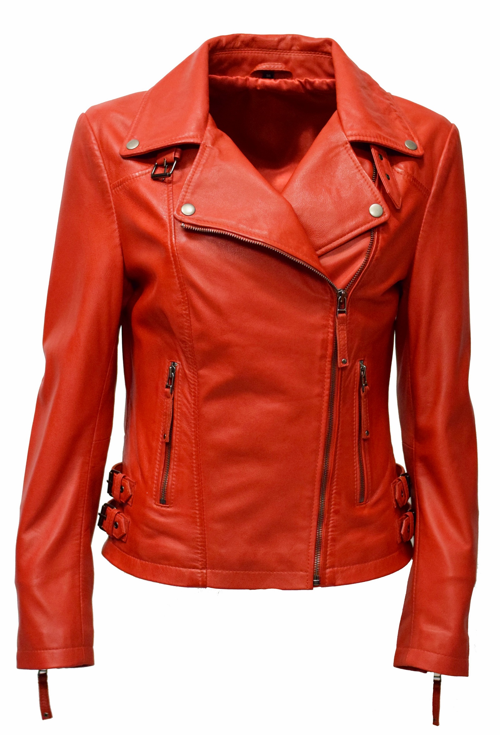 Damen Lederjacke Mala in washed Rot