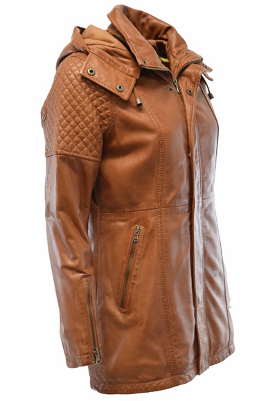 Damen Lederjacke Marta in washed Cognac