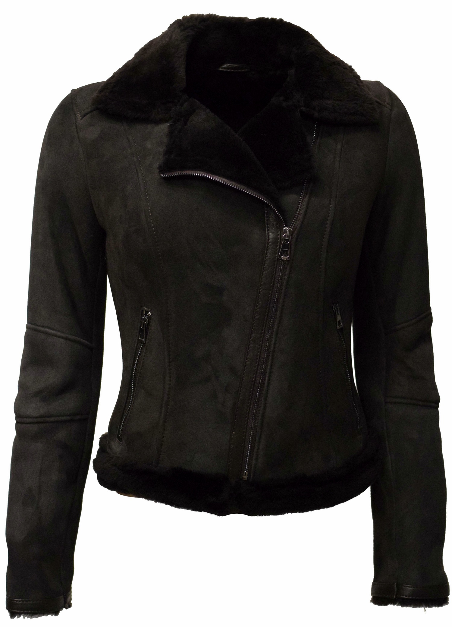 Damen Lammfelljacke Elsa in Schwarz