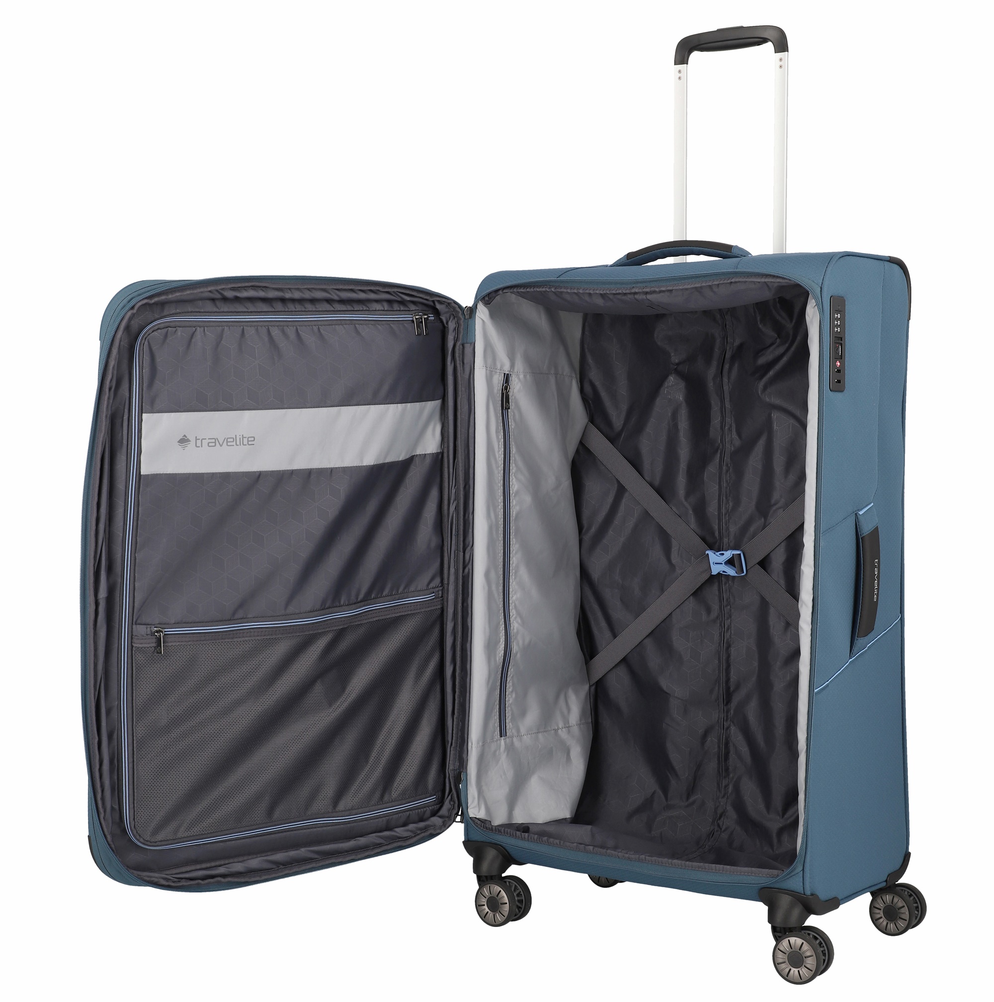 Travelite Trolley SKAII L 78 cm mit 4 Rollen Panoramablau