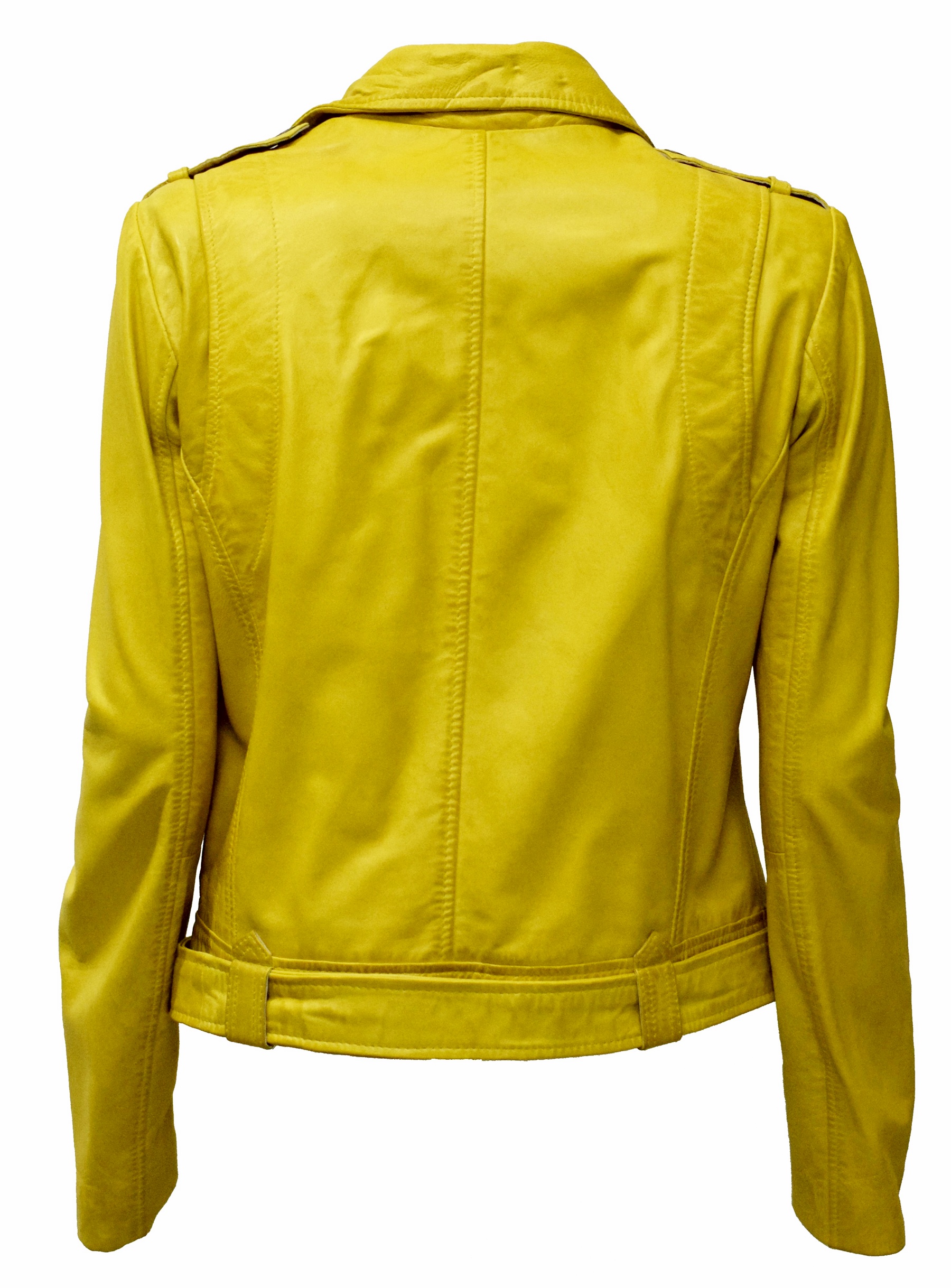 Damen Biker Lederjacke Sumi in washed Gelb