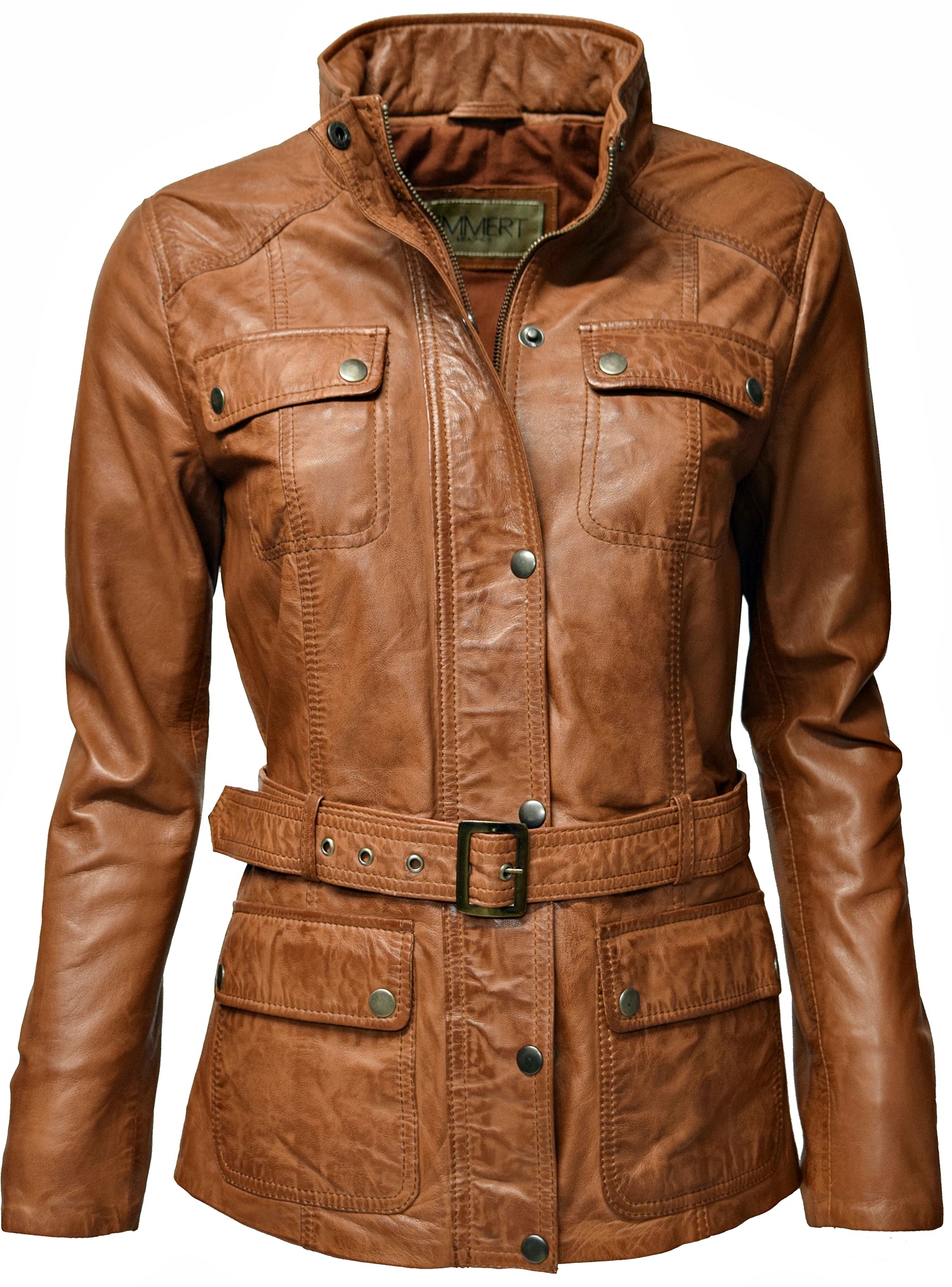 Damen Lederjacke Bruni in washed Cognac