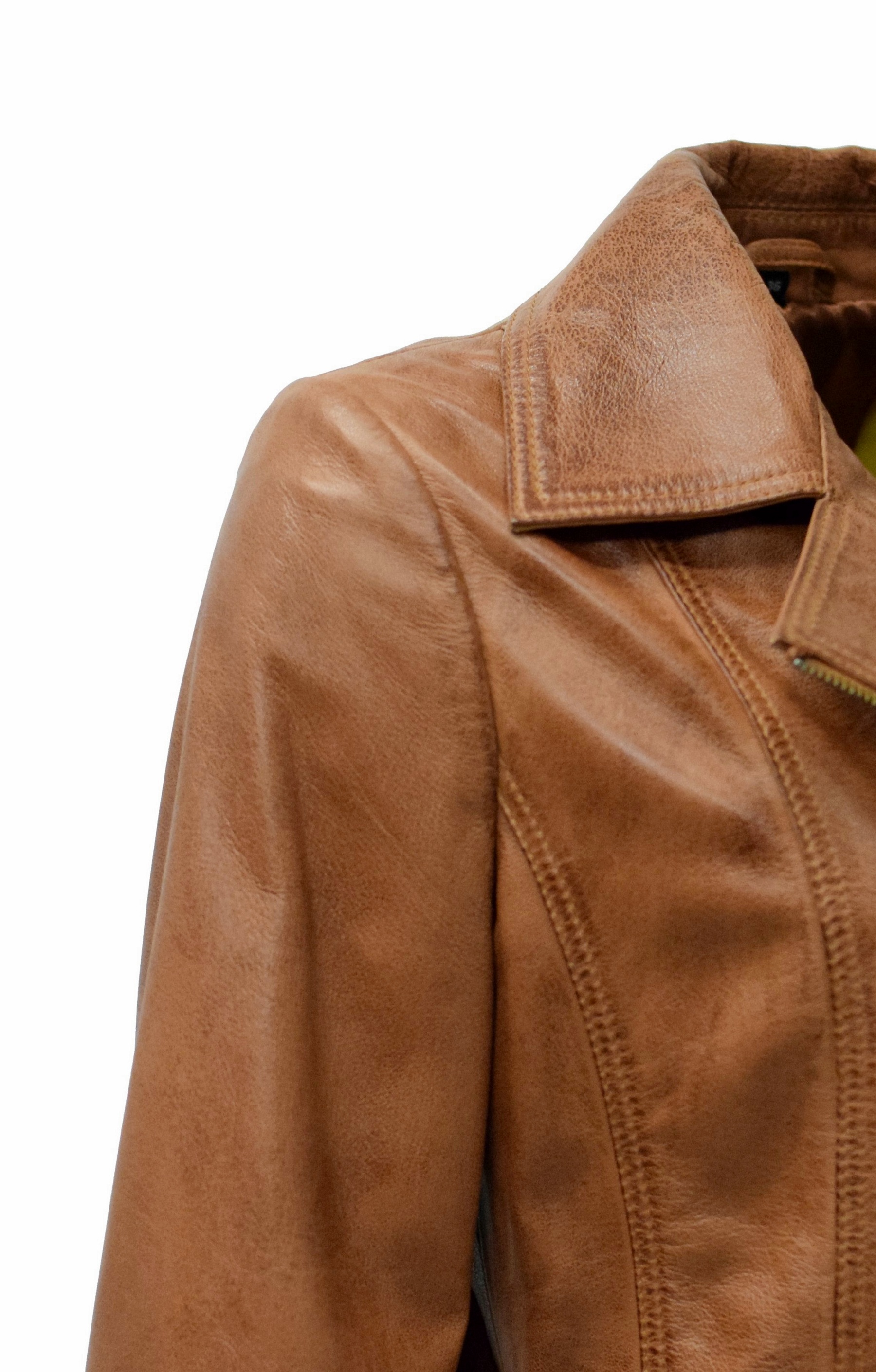 Damen Ledermantel Lara in washed Cognac