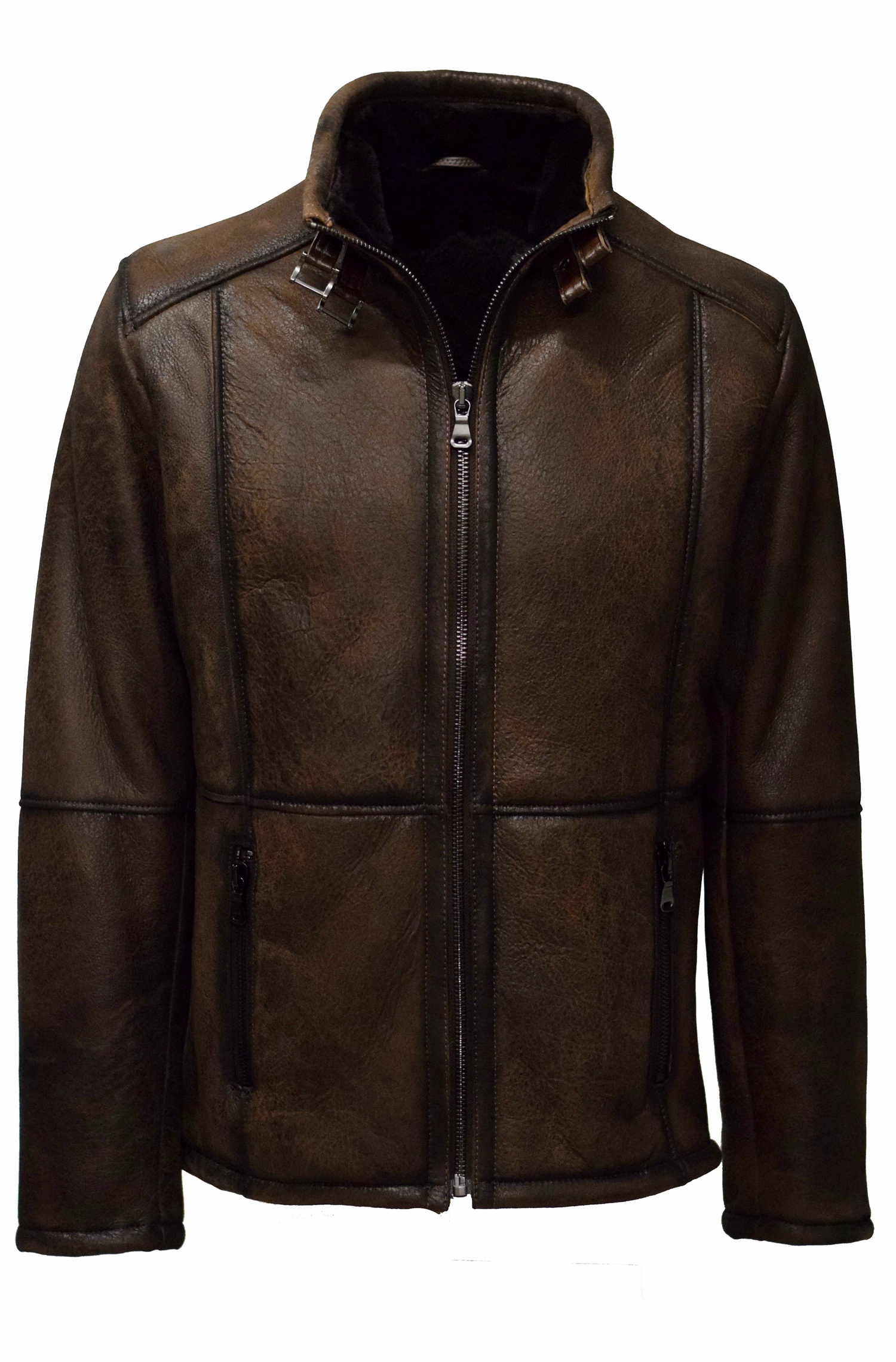 Herren Lammfelljacke Nellson in washed Braun