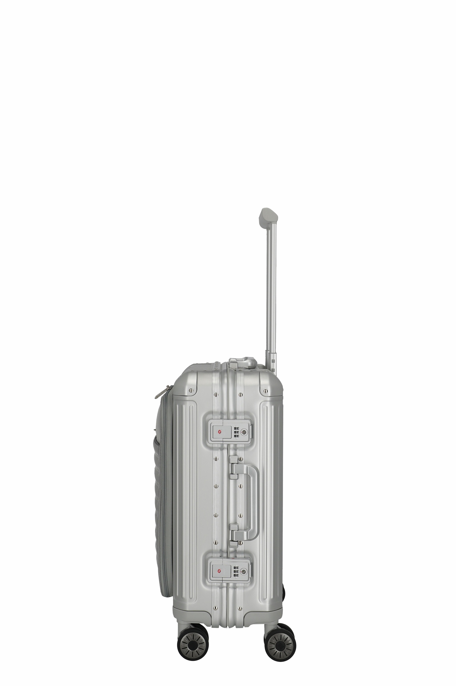 Travelite Aluminium Trolley Next 2.0 Vortasche S 55 cm mit 4 Rollen Silber