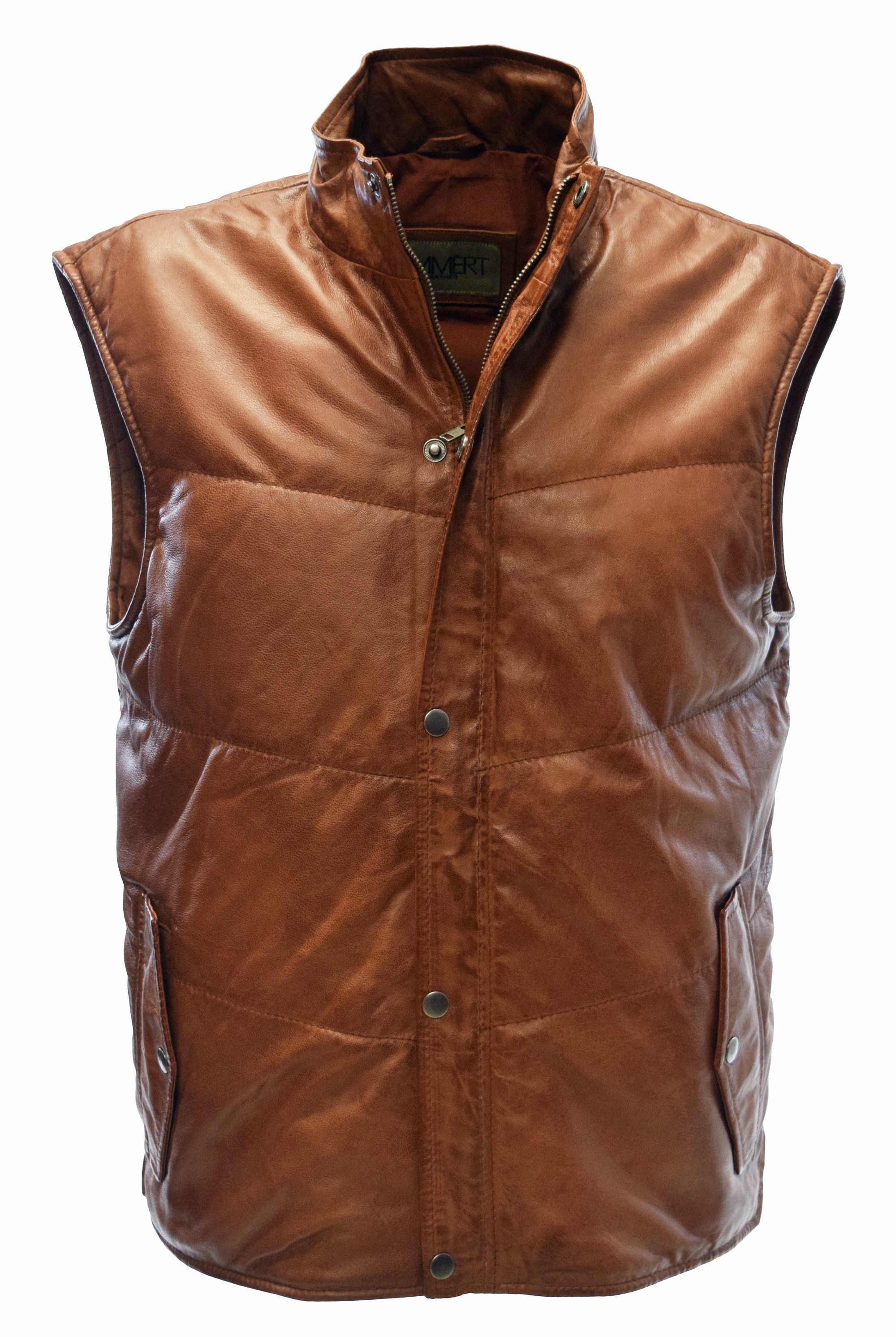 Herren Outdoor Stepp-Lederweste Piether in Cognac Braun