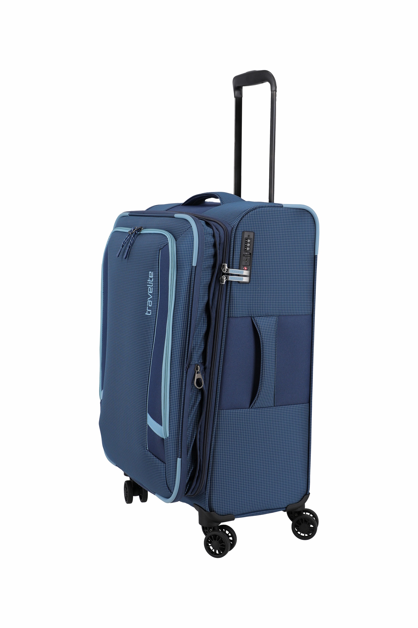 Travelite Trolley Corsiica M 67 cm mit 4 Rollen Blau