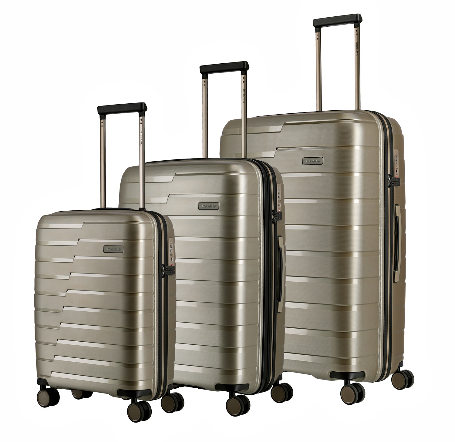 Travelite Koffer Air Base 4 Rollen Trolley Set 3-teilig Champagner