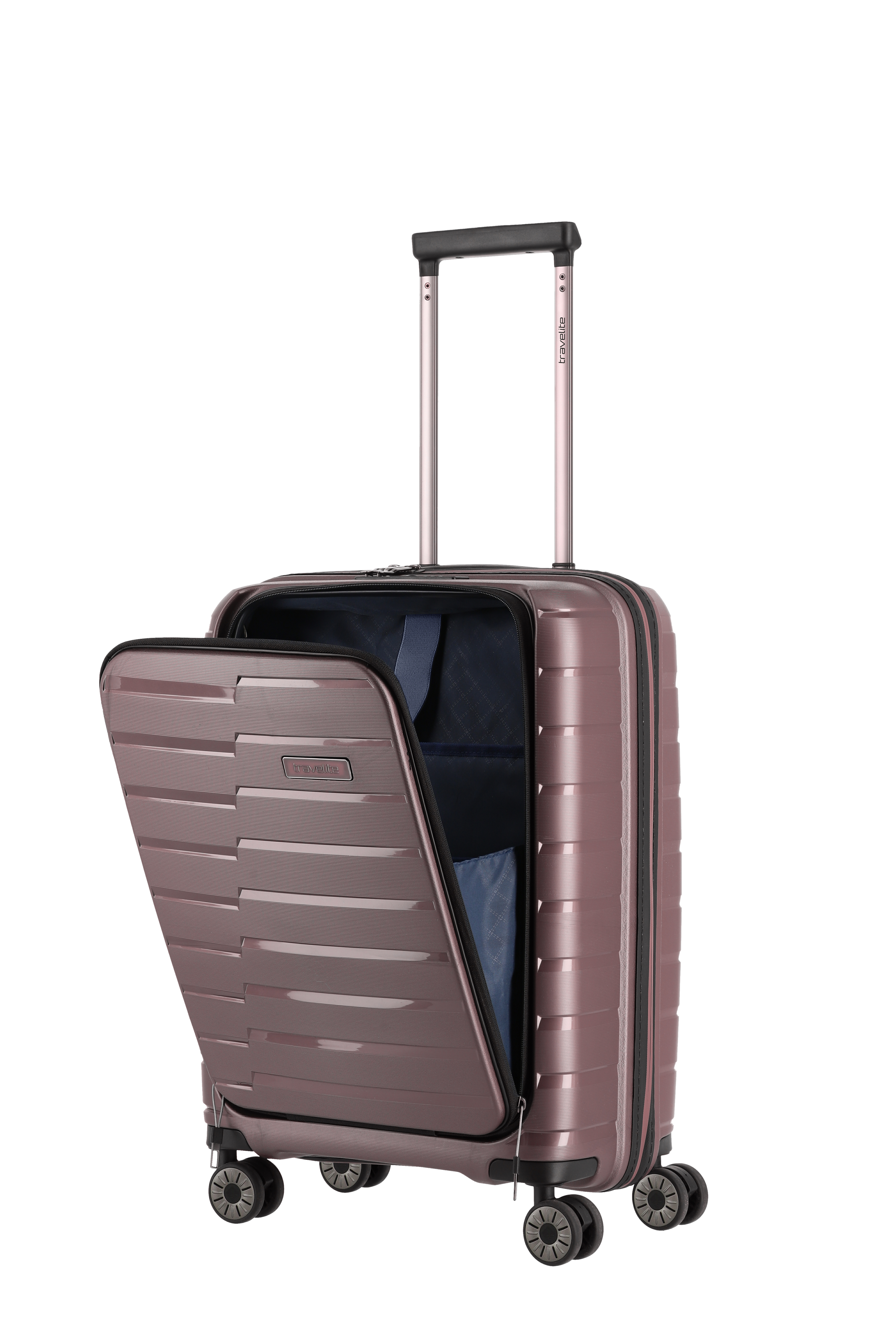 Travelite Koffer Air Base Vortasche 4 Rollen Trolley 55 cm S+ Flieder