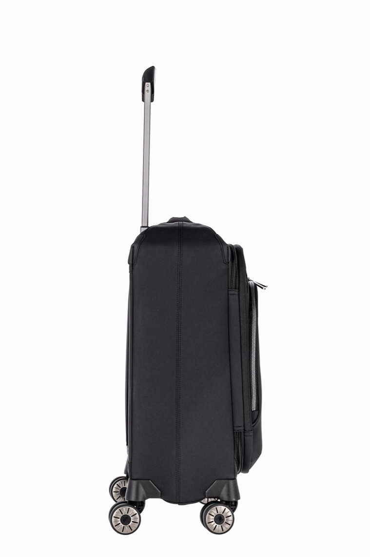 Travelite Priima Trolley Gr. S 55 cm mit 4 Rollen aus Nylon + recyceltem Polyester Schwarz