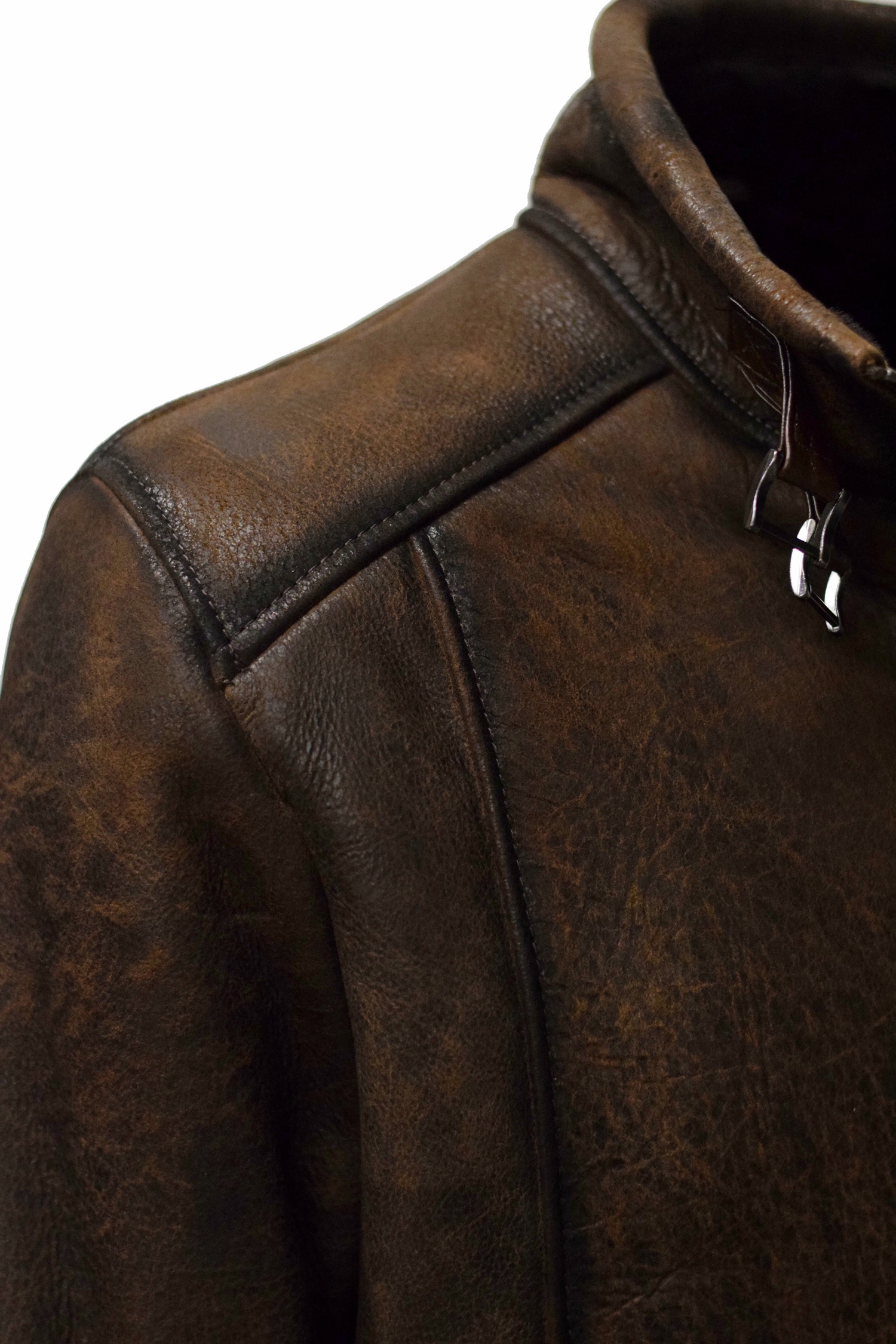 Herren Lammfelljacke Nellson in washed Braun