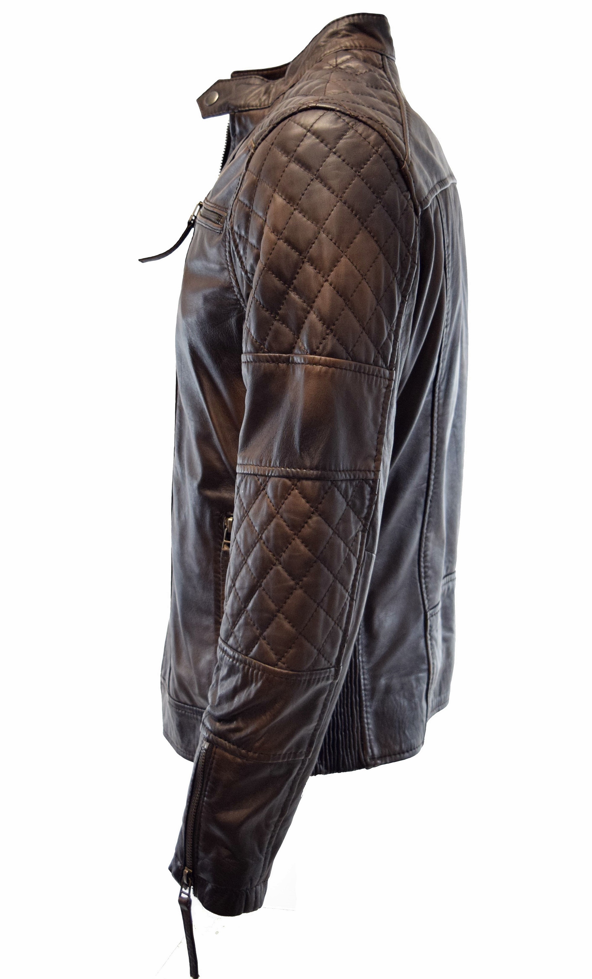 Herren Lederjacke Alex gesteppt in washed Mocca